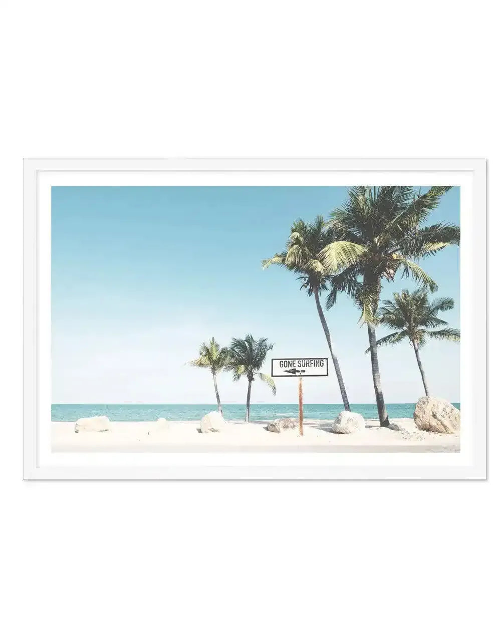 Gone Surfing Art Print-PRINT-Olive et Oriel-Olive et Oriel-A4 | 8.3" x 11.7" | 21 x 29.7cm-White-With White Border-Buy-Australian-Art-Prints-Online-with-Olive-et-Oriel-Your-Artwork-Specialists-Austrailia-Decorate-With-Coastal-Photo-Wall-Art-Prints-From-Our-Beach-House-Artwork-Collection-Fine-Poster-and-Framed-Artwork