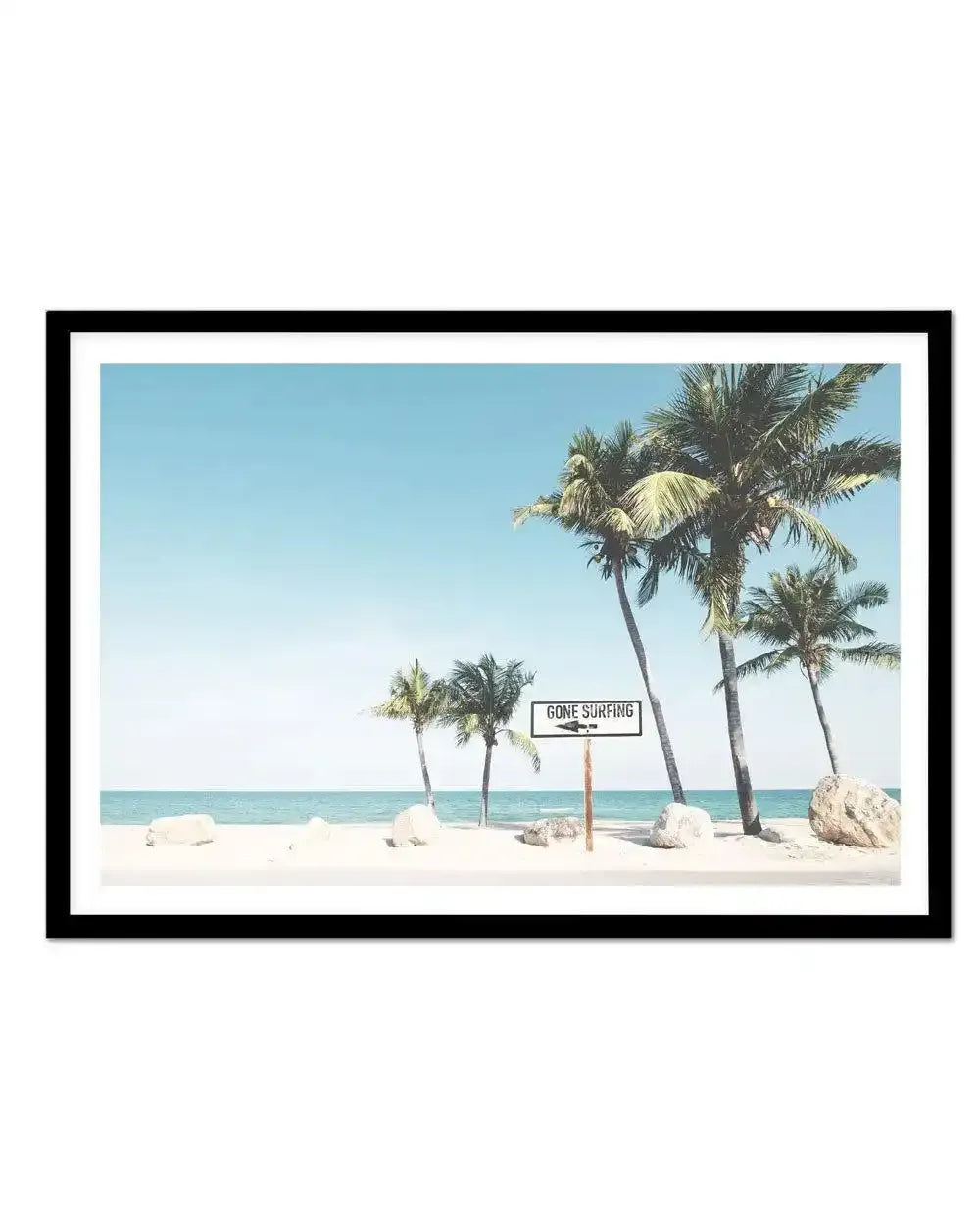 Gone Surfing Art Print-PRINT-Olive et Oriel-Olive et Oriel-A4 | 8.3" x 11.7" | 21 x 29.7cm-Black-With White Border-Buy-Australian-Art-Prints-Online-with-Olive-et-Oriel-Your-Artwork-Specialists-Austrailia-Decorate-With-Coastal-Photo-Wall-Art-Prints-From-Our-Beach-House-Artwork-Collection-Fine-Poster-and-Framed-Artwork