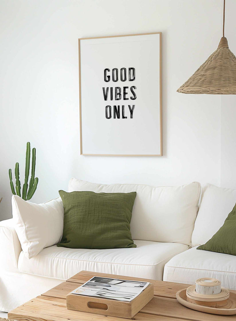 Good Vibes Only | Black Art Print