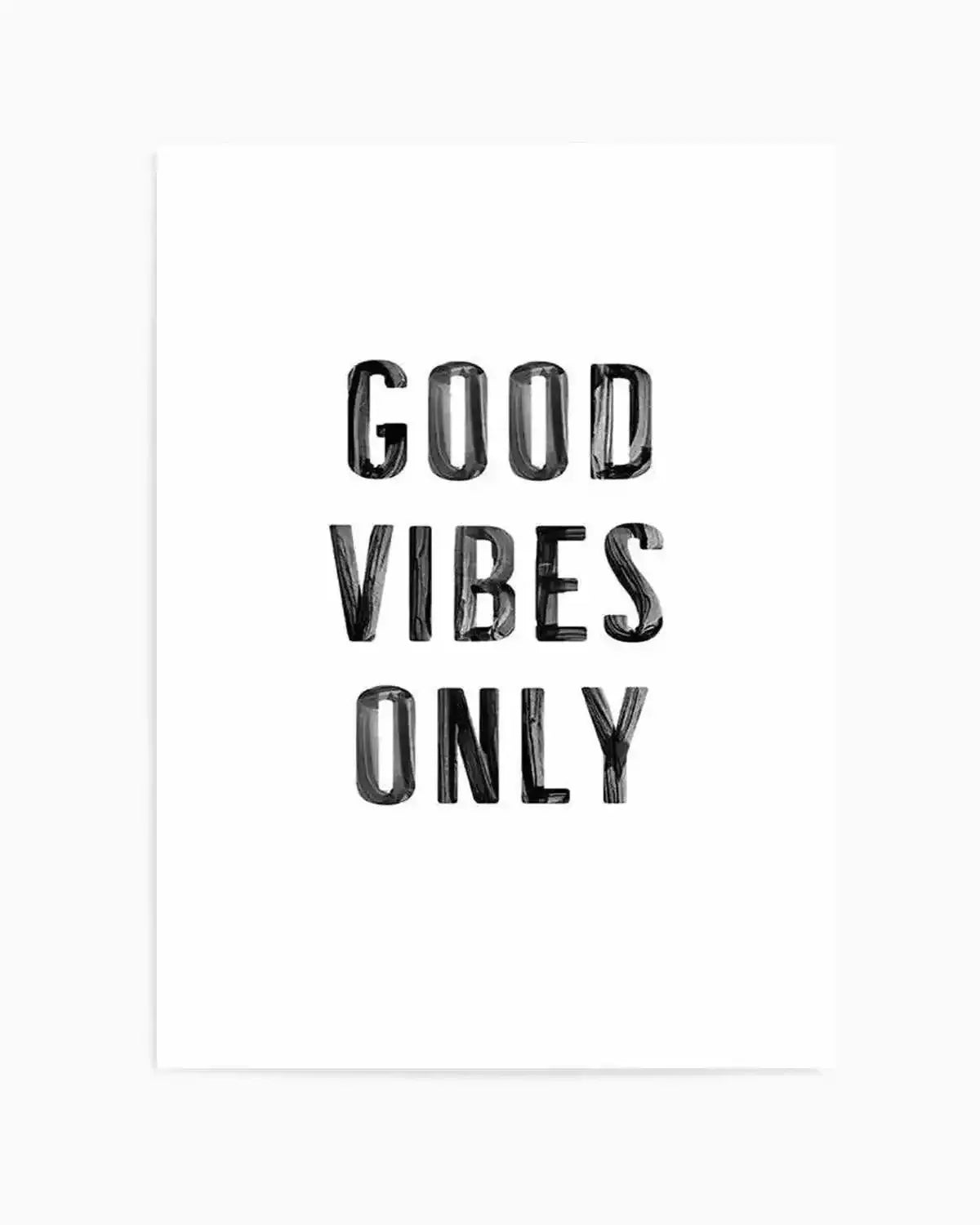 Good Vibes Only | Black Art Print from Olive et Oriel where you can shop wallpaper and artworks online