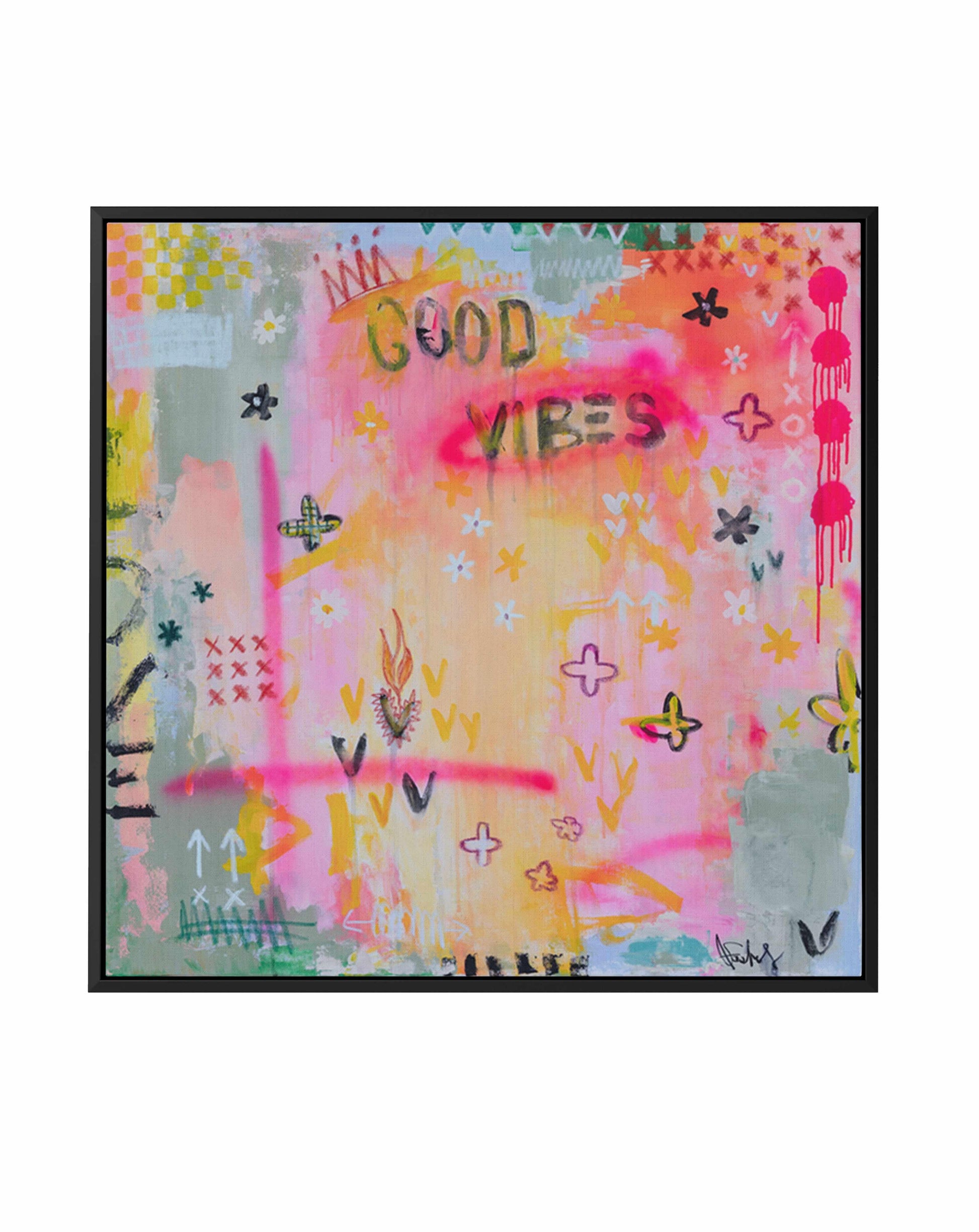 Good Vibes by Jackie Green | Framed Canvas Art Print from Olive et Oriel where you can shop wallpaper and artworks online