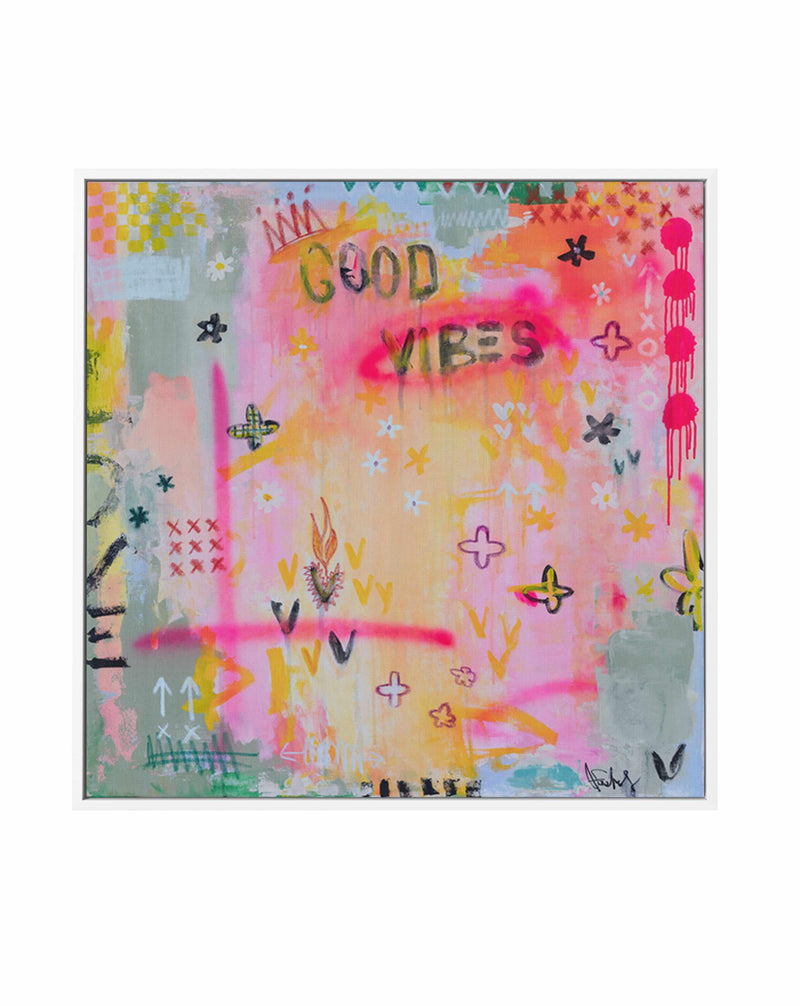 Good Vibes by Jackie Green | Framed Canvas Art Print from Olive et Oriel where you can shop wallpaper and artworks online