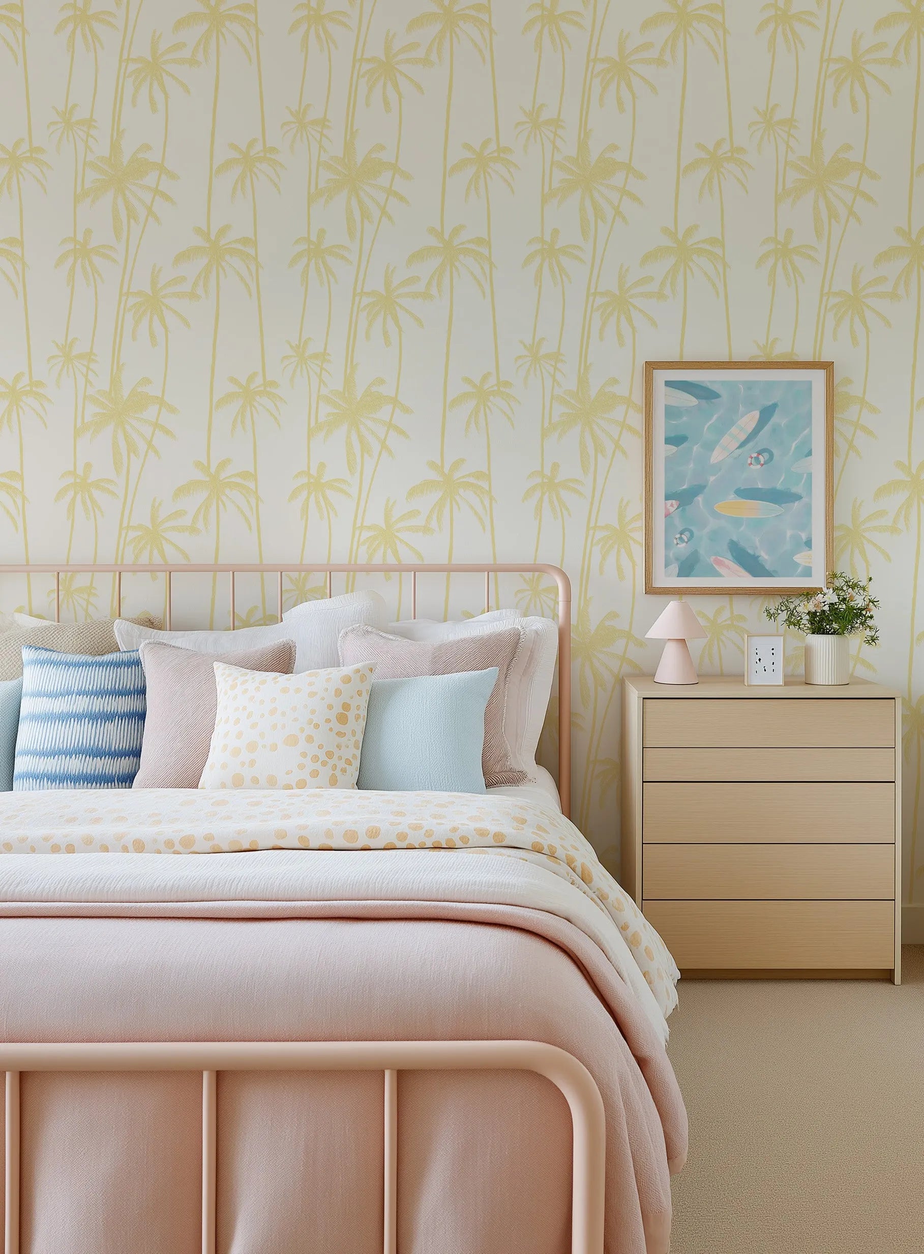 Good Palms Lemon Butter Wallpaper from Olive et Oriel where you can shop wallpaper and artworks online