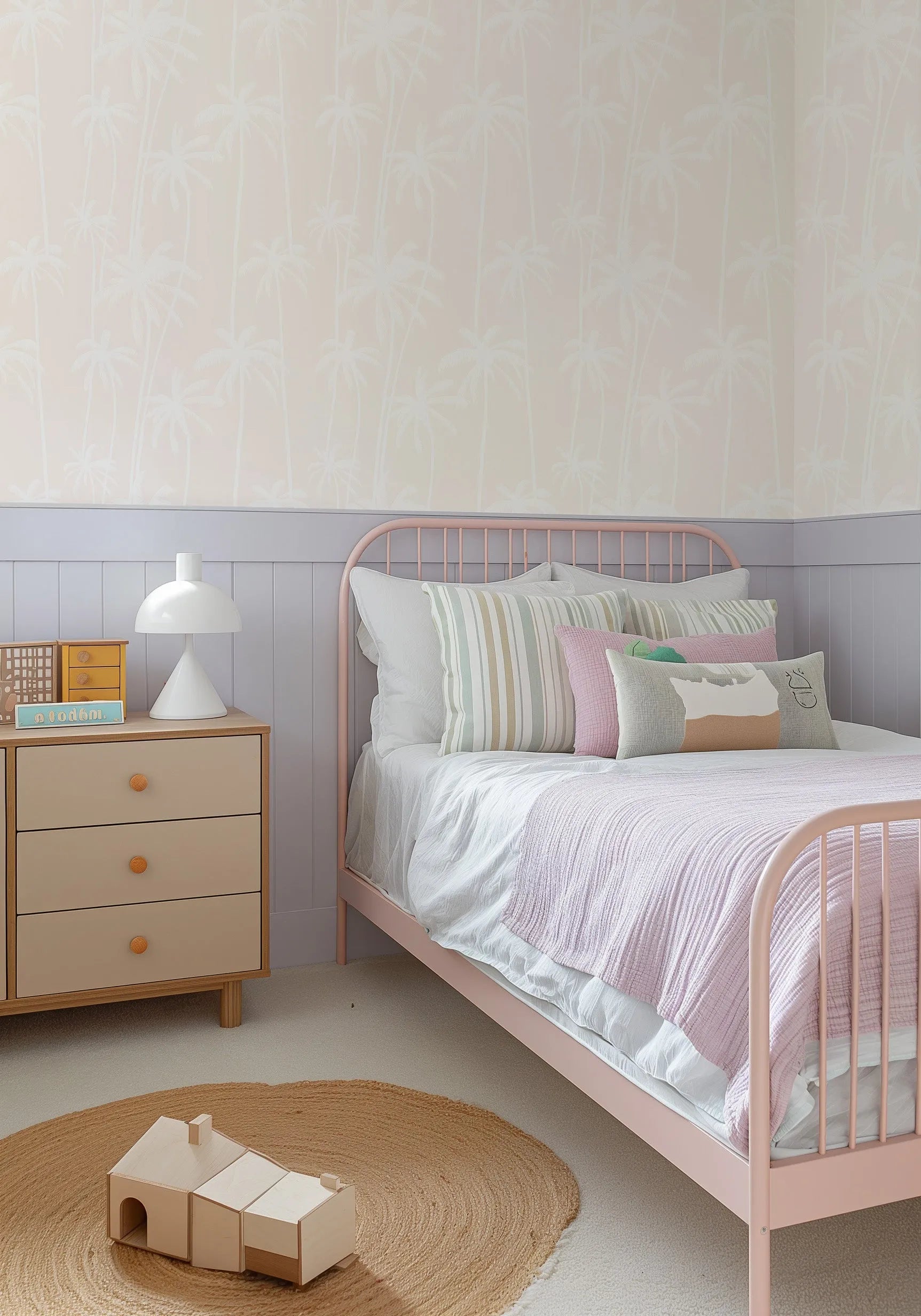 Good Palms Soft Sand Wallpaper from Olive et Oriel where you can shop wallpaper and artworks online