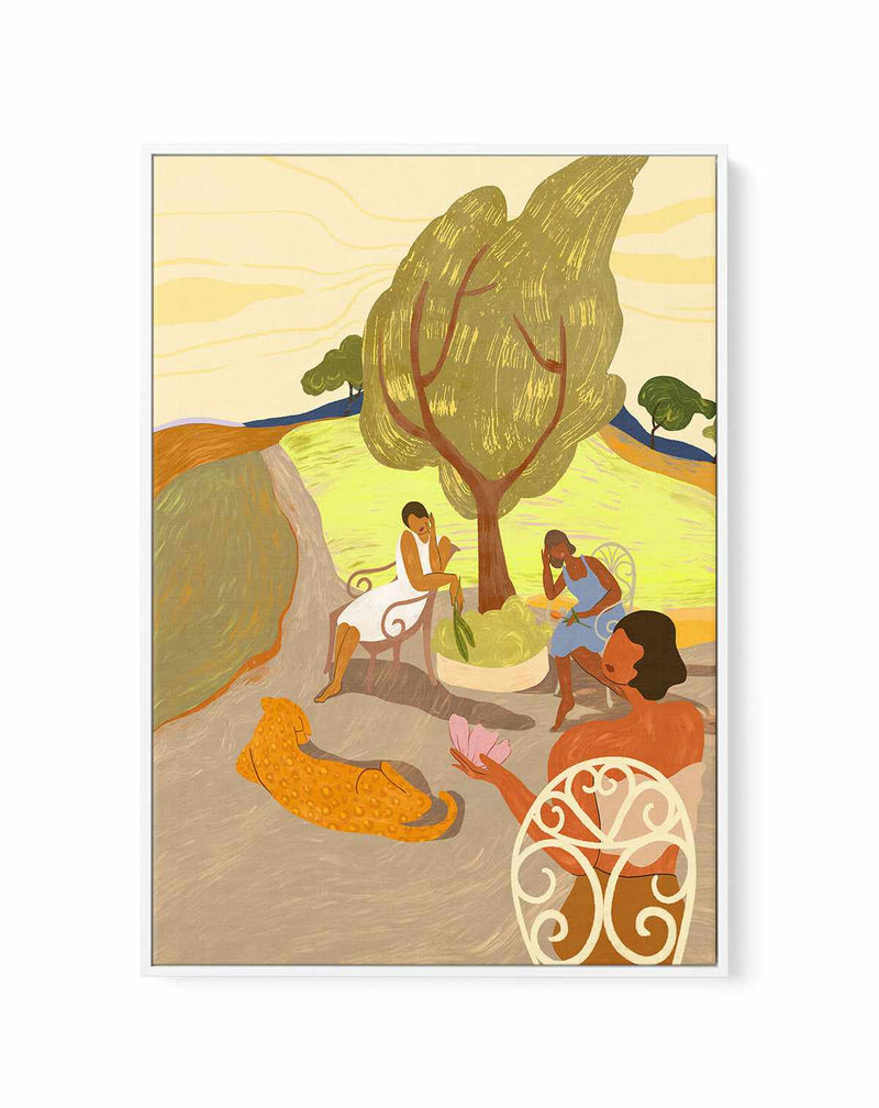 Gossip Session by Arty Guava | Framed Canvas Art Print