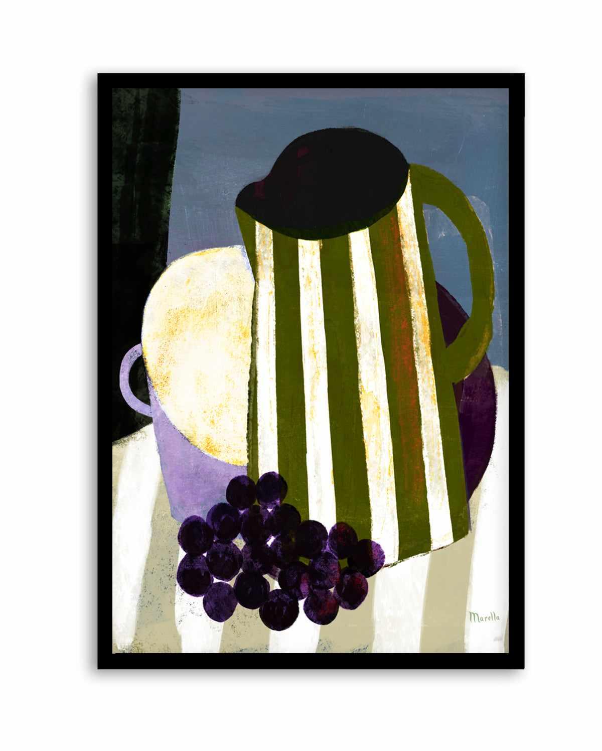 Grape and Striped Jug by Marco Marella | Art Print from Olive et Oriel where you can shop wallpaper and artworks online