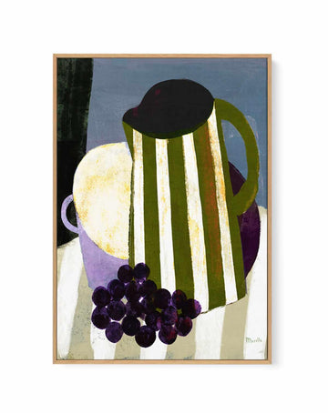 Grape and Striped Jug by Marco Marella | Framed Canvas Art Print from Olive et Oriel where you can shop wallpaper and artworks online