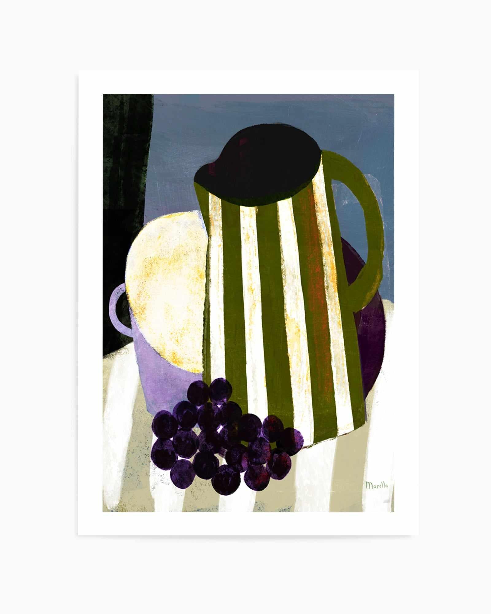Grape and Striped Jug by Marco Marella | Art Print from Olive et Oriel where you can shop wallpaper and artworks online