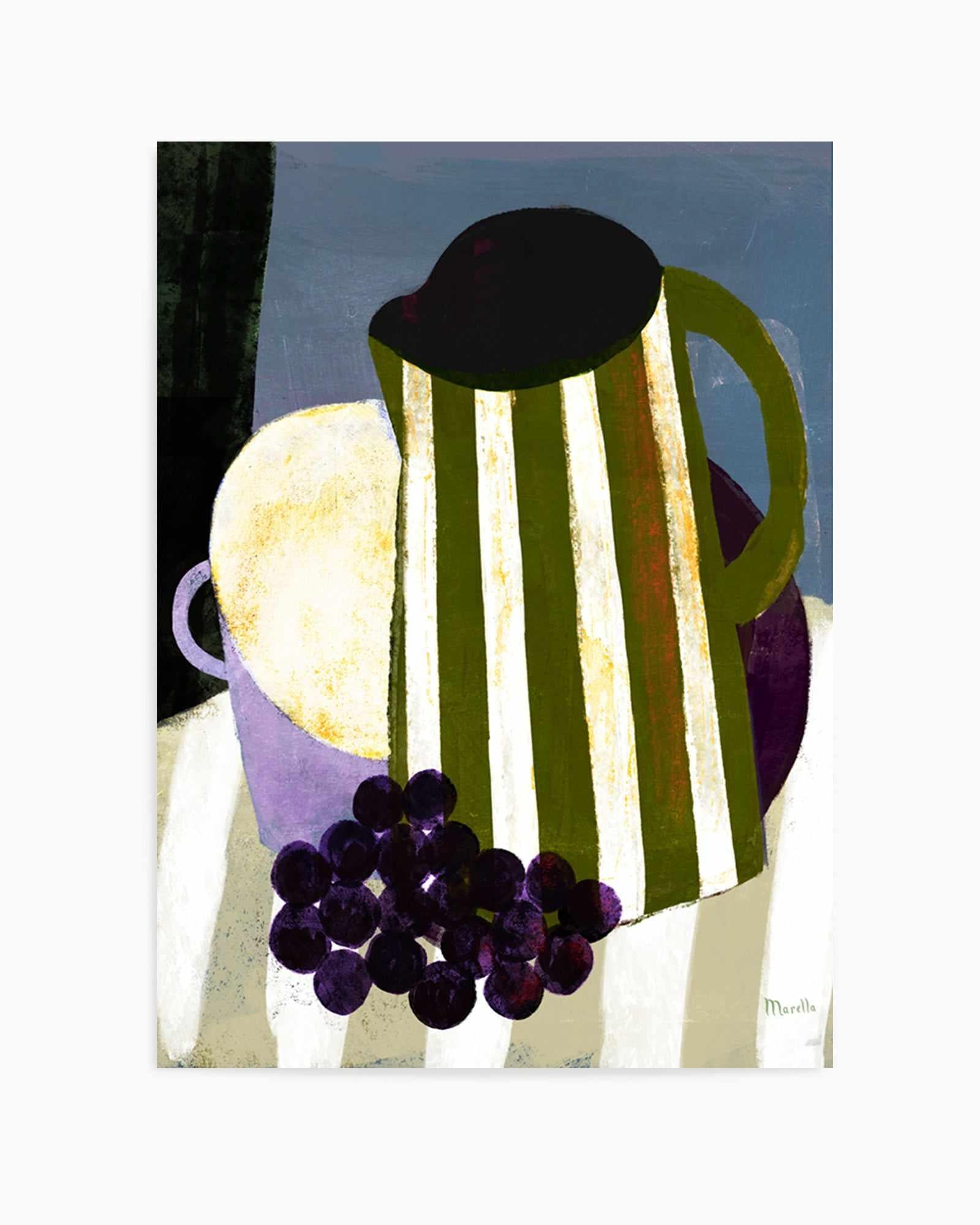 Grape and Striped Jug by Marco Marella | Art Print from Olive et Oriel where you can shop wallpaper and artworks online