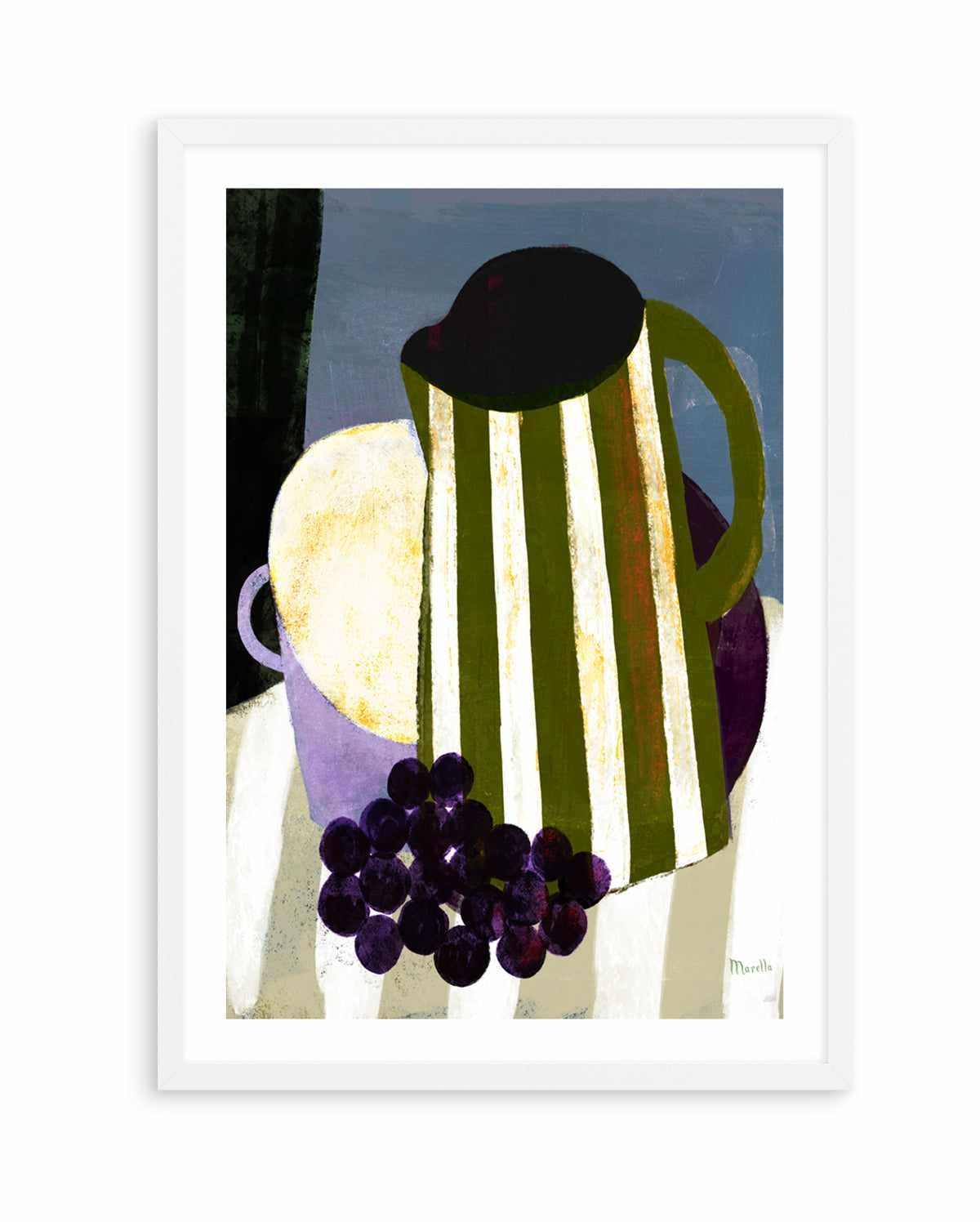 Grape and Striped Jug by Marco Marella | Art Print from Olive et Oriel where you can shop wallpaper and artworks online