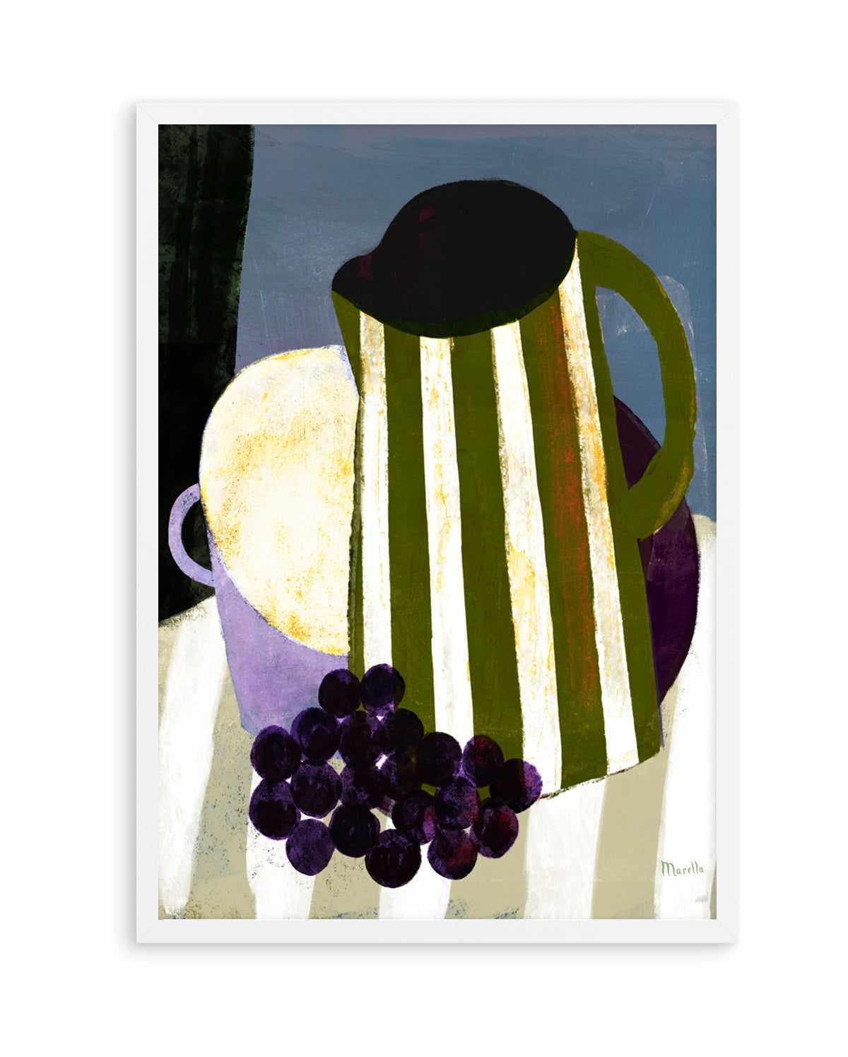 Grape and Striped Jug by Marco Marella | Art Print from Olive et Oriel where you can shop wallpaper and artworks online
