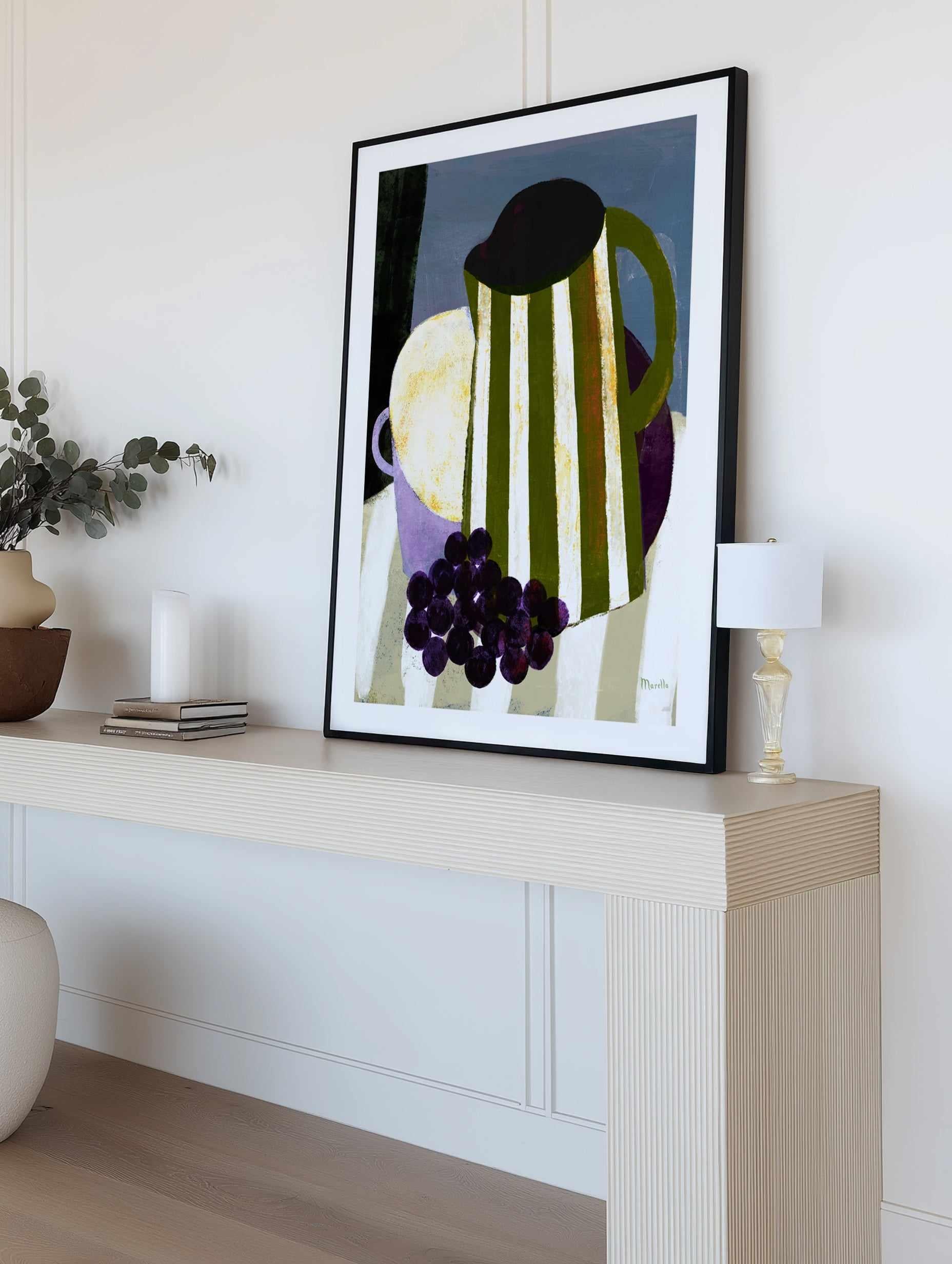 Grape and Striped Jug by Marco Marella | Art Print from Olive et Oriel where you can shop wallpaper and artworks online