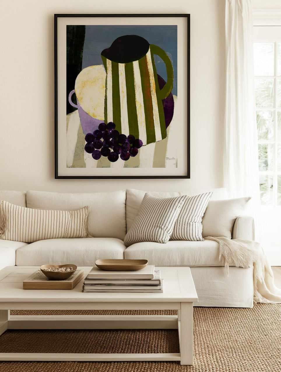 Grape and Striped Jug by Marco Marella | Art Print from Olive et Oriel where you can shop wallpaper and artworks online
