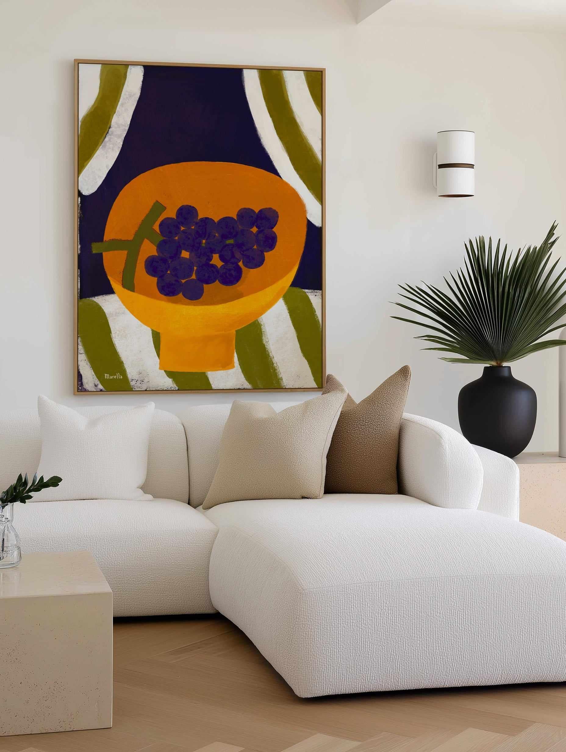 Grape in Bowl by Marco Marella | Framed Canvas Art Print from Olive et Oriel where you can shop wallpaper and artworks online