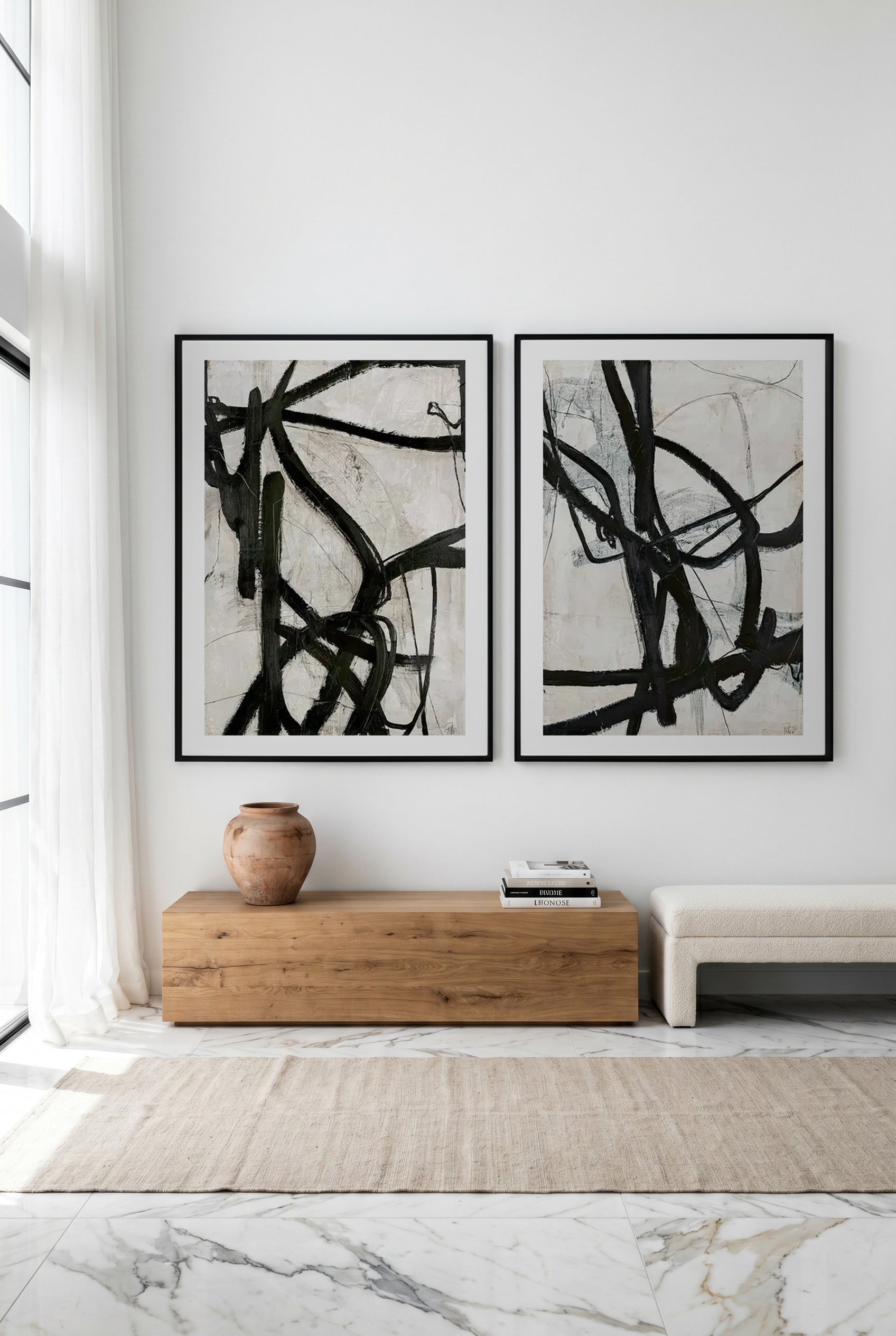 Graphical Lines V & VI Art Print Set of 2 | Matching Wall Art
