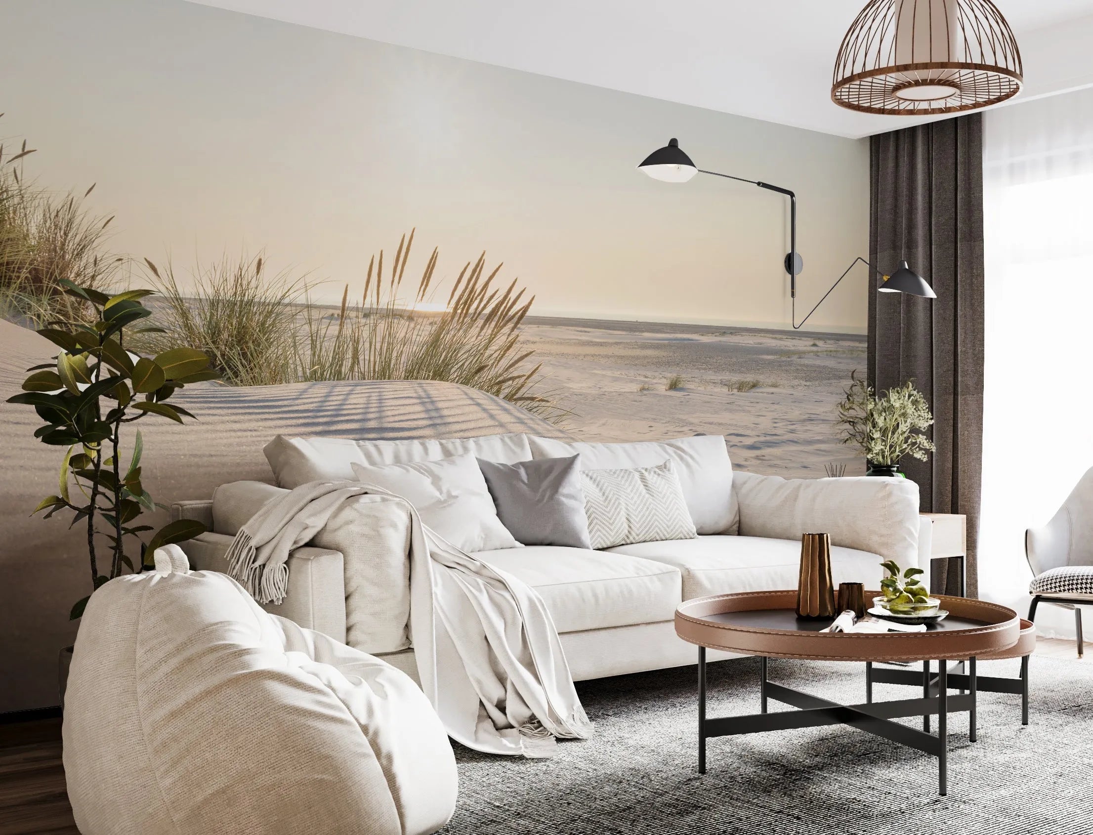 Grassy Beach Sunrise Photo Mural Wallpaper from Olive et Oriel where you can shop wallpaper and artworks online