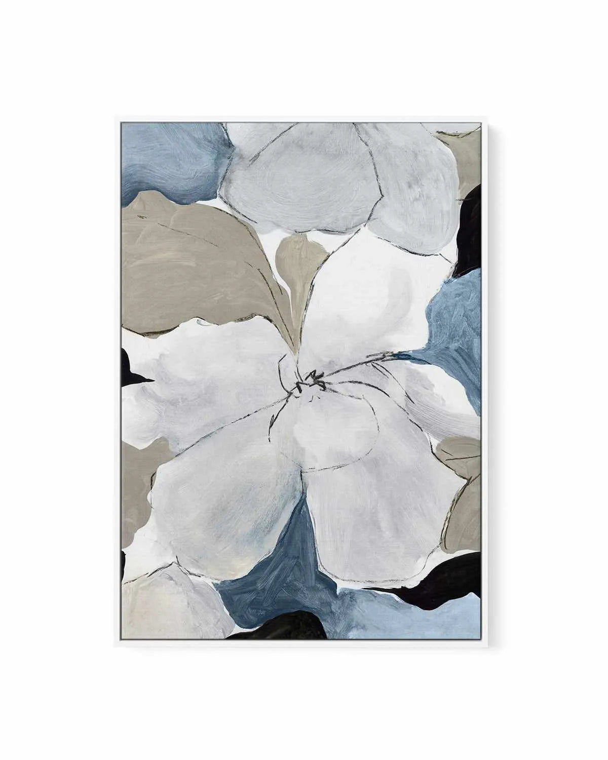 Grey Flowers I | Framed Canvas Art Print from Olive et Oriel where you can shop wallpaper and artworks online