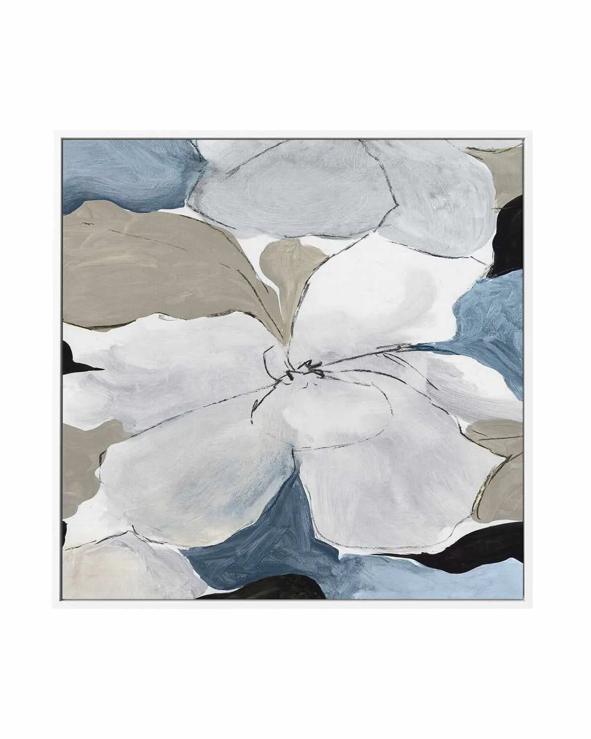Grey Flowers I SQ | Framed Canvas Art Print from Olive et Oriel where you can shop wallpaper and artworks online