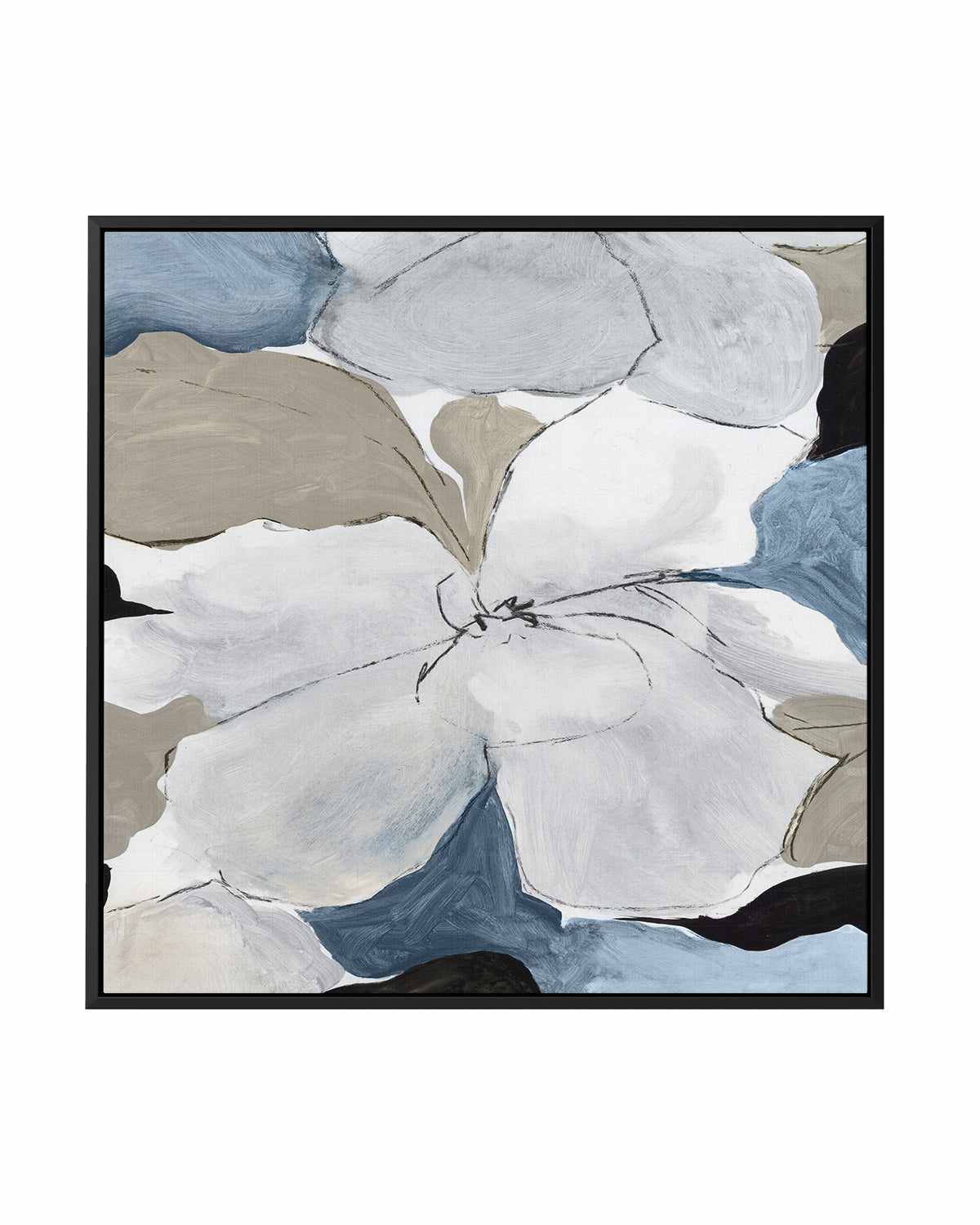 Grey Flowers I SQ | Framed Canvas Art Print