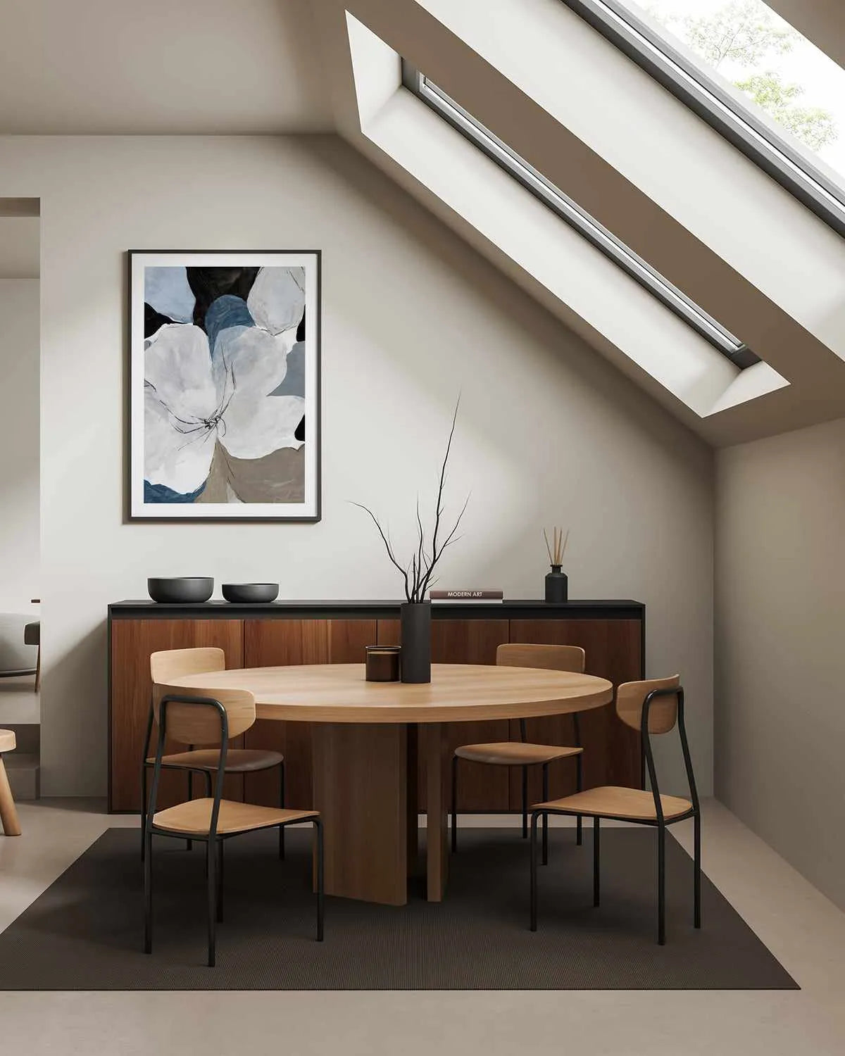 Grey Flowers II Art Print from Olive et Oriel where you can shop wallpaper and artworks online