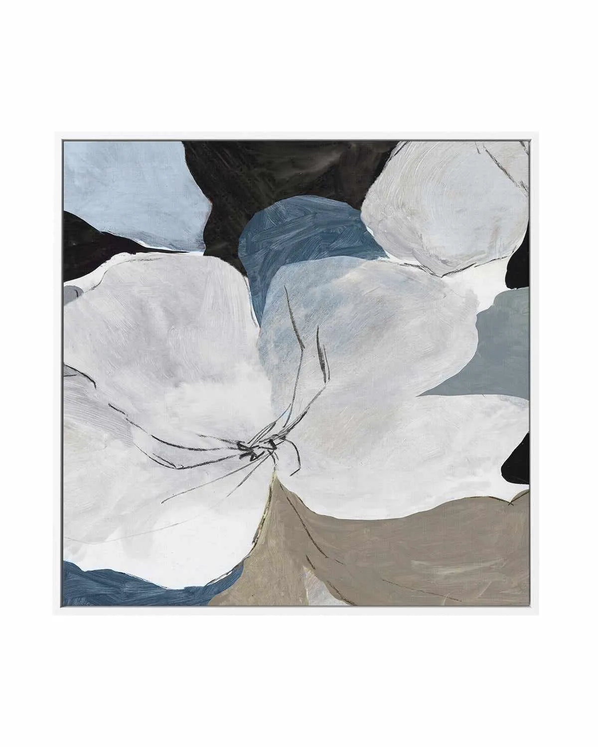 Grey Flowers II SQ | Framed Canvas Art Print from Olive et Oriel where you can shop wallpaper and artworks online