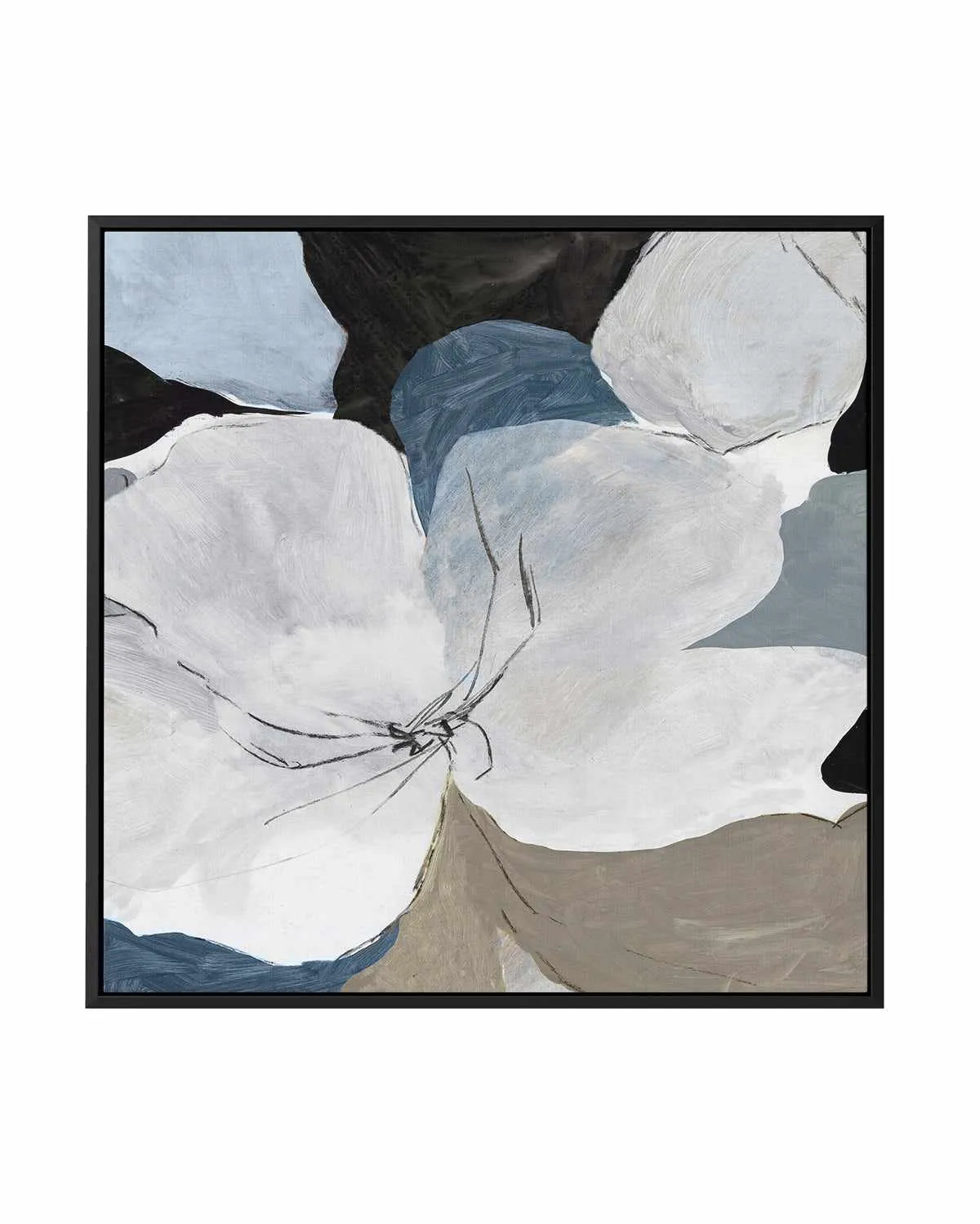 Grey Flowers II SQ | Framed Canvas Art Print from Olive et Oriel where you can shop wallpaper and artworks online