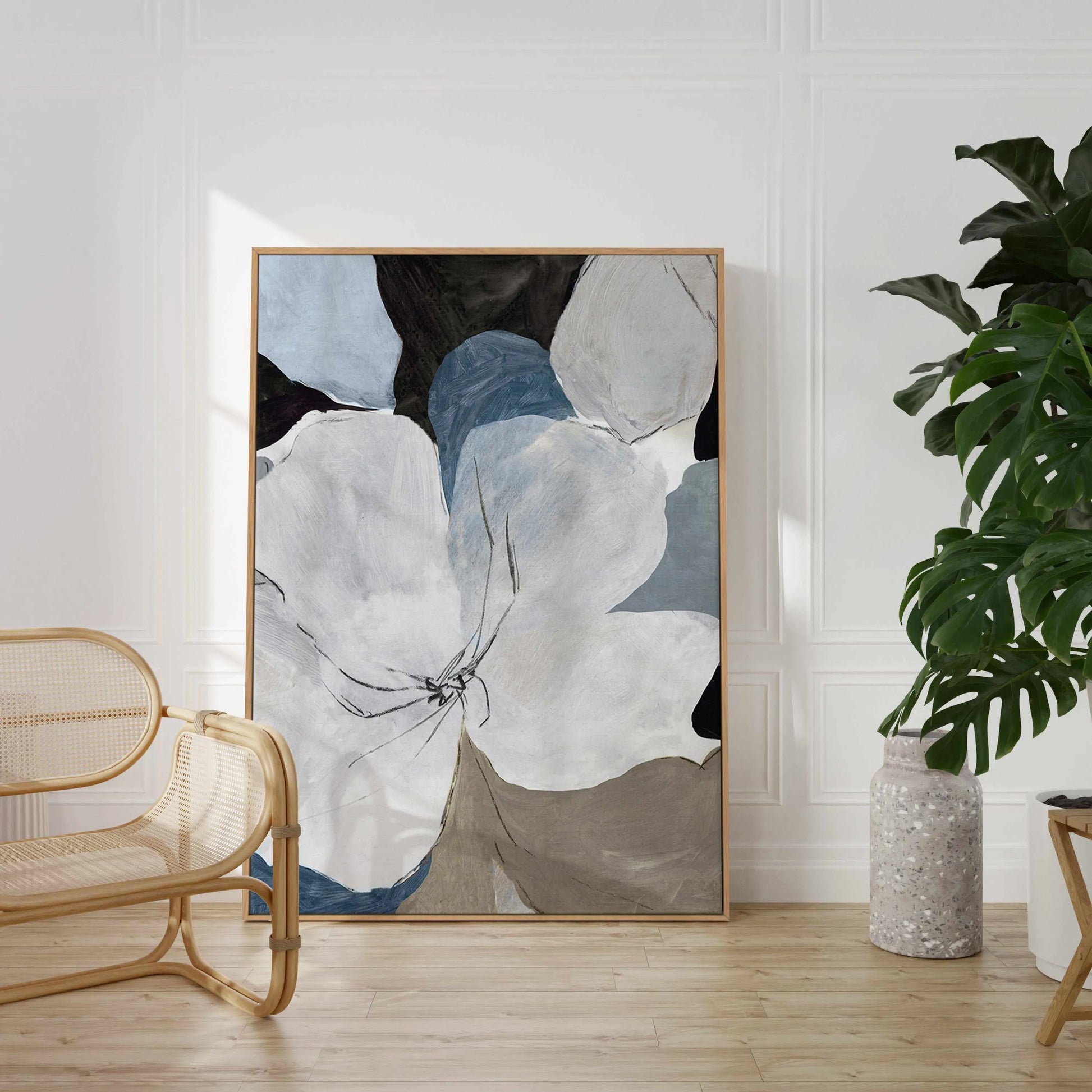 Grey Flowers II | Framed Canvas Art Print from Olive et Oriel where you can shop wallpaper and artworks online