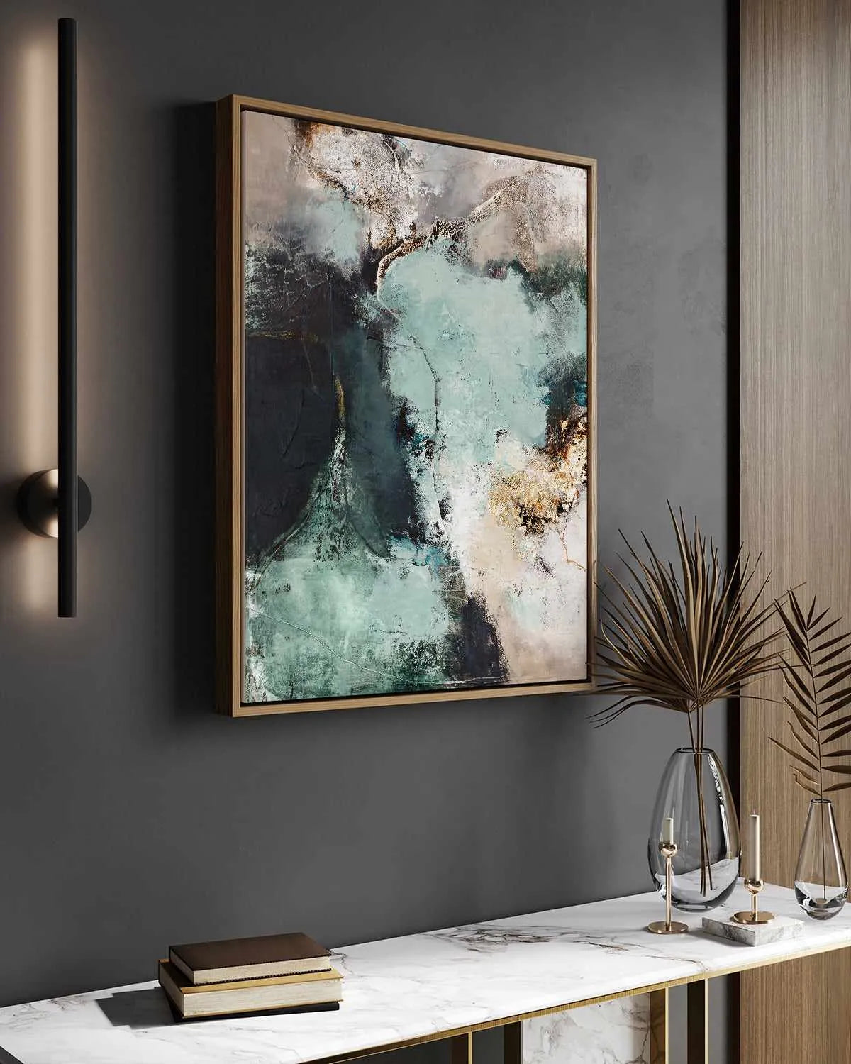 Great Green by Design Fabrikken | Framed Canvas Art Print from Olive et Oriel where you can shop wallpaper and artworks online