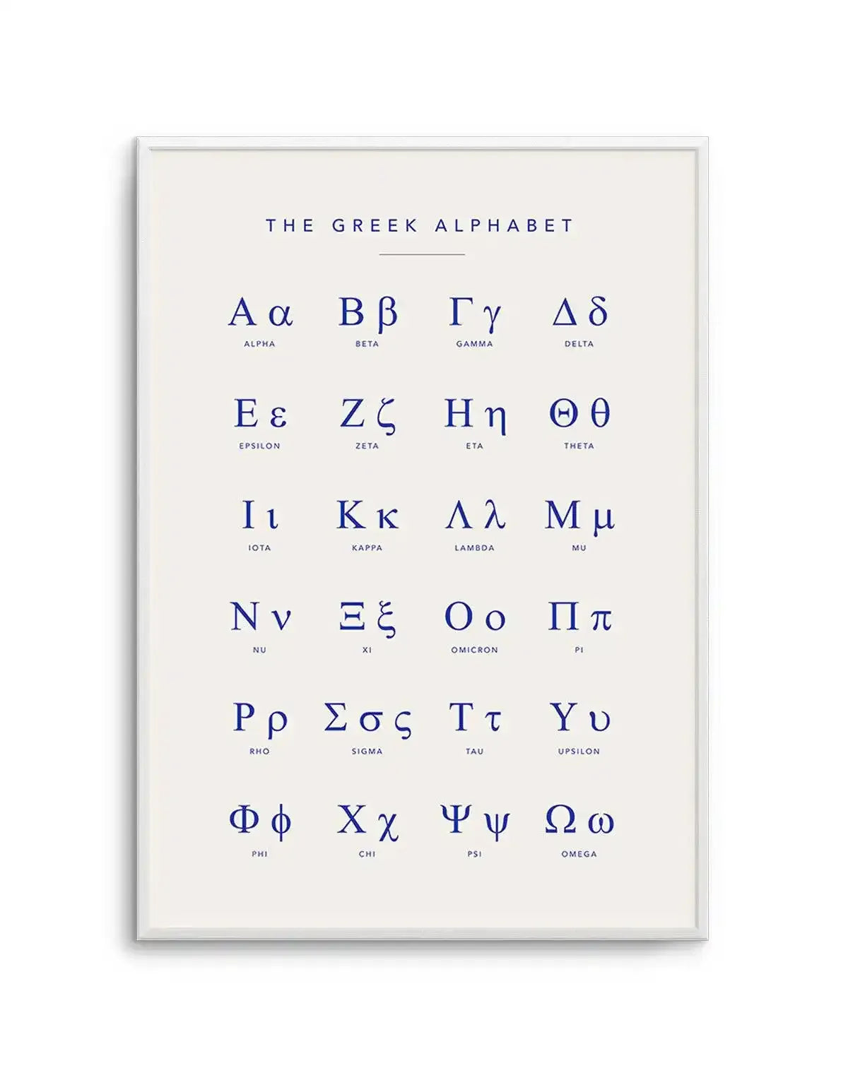 Greek Alphabet Art Print-Shop Greece Wall Art Prints Online with Olive et Oriel - Our collection of Greek Islands art prints offer unique wall art including blue domes of Santorini in Oia, mediterranean sea prints and incredible posters from Milos and other Greece landscape photography - this collection will add mediterranean blue to your home, perfect for updating the walls in coastal, beach house style. There is Greece art on canvas and extra large wall art with fast, free shipping across Aust