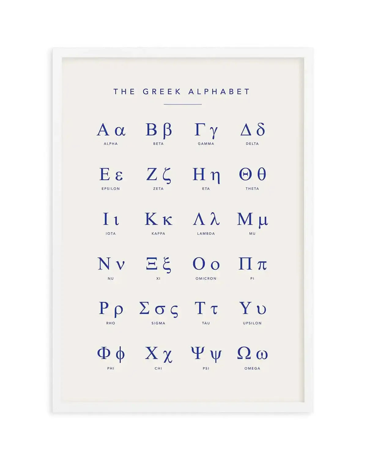 Greek Alphabet Art Print-Shop Greece Wall Art Prints Online with Olive et Oriel - Our collection of Greek Islands art prints offer unique wall art including blue domes of Santorini in Oia, mediterranean sea prints and incredible posters from Milos and other Greece landscape photography - this collection will add mediterranean blue to your home, perfect for updating the walls in coastal, beach house style. There is Greece art on canvas and extra large wall art with fast, free shipping across Aust