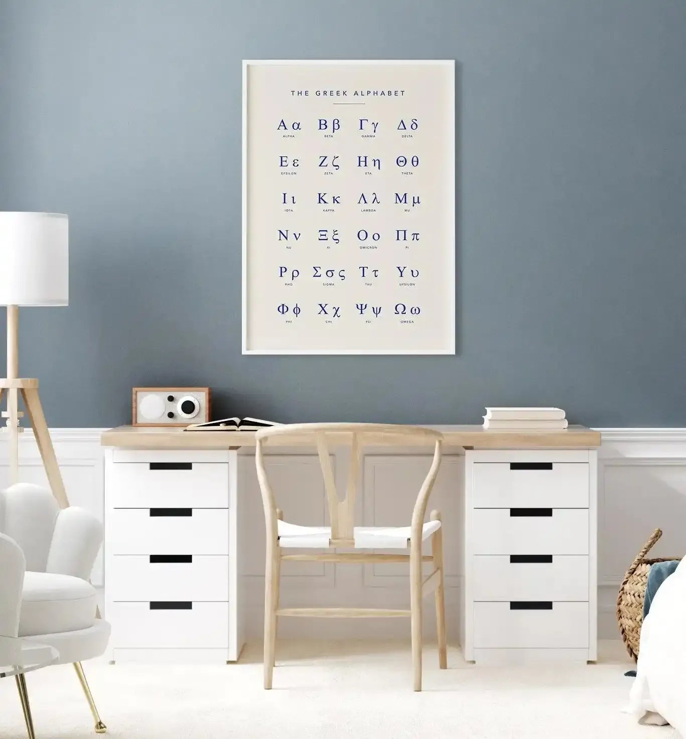 Greek Alphabet Art Print-Shop Greece Wall Art Prints Online with Olive et Oriel - Our collection of Greek Islands art prints offer unique wall art including blue domes of Santorini in Oia, mediterranean sea prints and incredible posters from Milos and other Greece landscape photography - this collection will add mediterranean blue to your home, perfect for updating the walls in coastal, beach house style. There is Greece art on canvas and extra large wall art with fast, free shipping across Aust