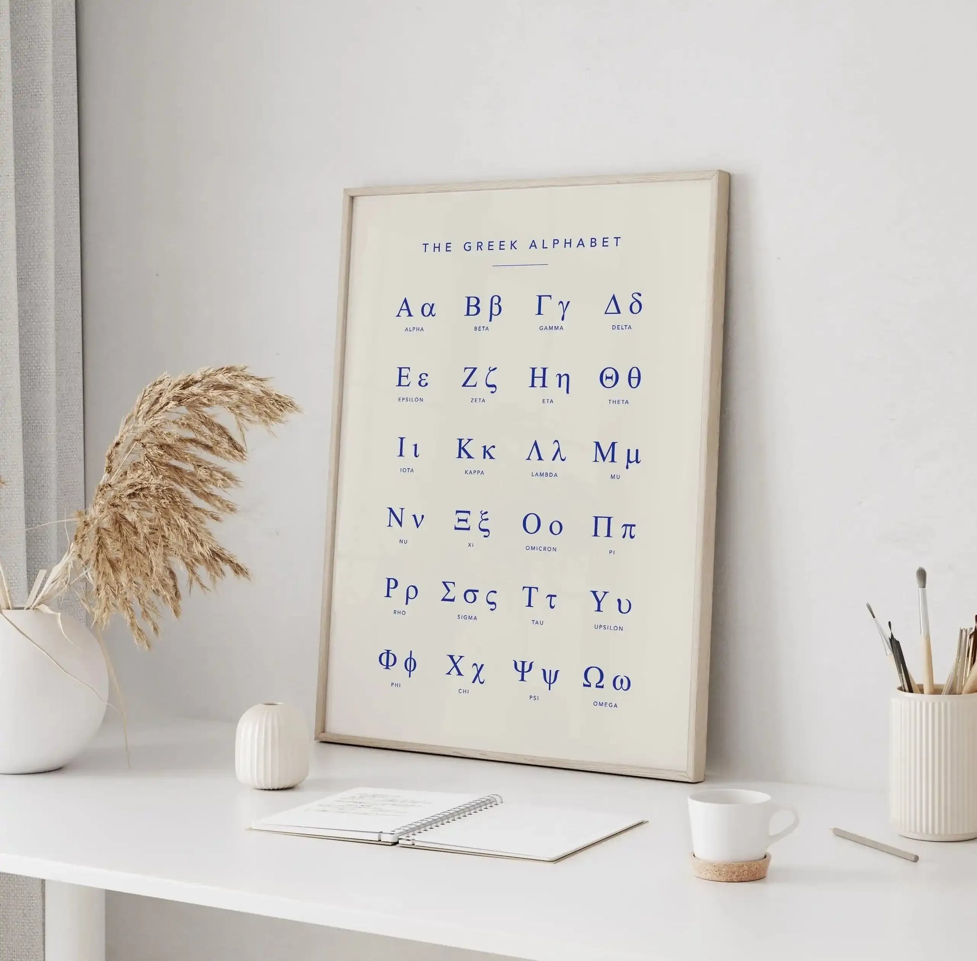 Greek Alphabet Art Print-Shop Greece Wall Art Prints Online with Olive et Oriel - Our collection of Greek Islands art prints offer unique wall art including blue domes of Santorini in Oia, mediterranean sea prints and incredible posters from Milos and other Greece landscape photography - this collection will add mediterranean blue to your home, perfect for updating the walls in coastal, beach house style. There is Greece art on canvas and extra large wall art with fast, free shipping across Aust