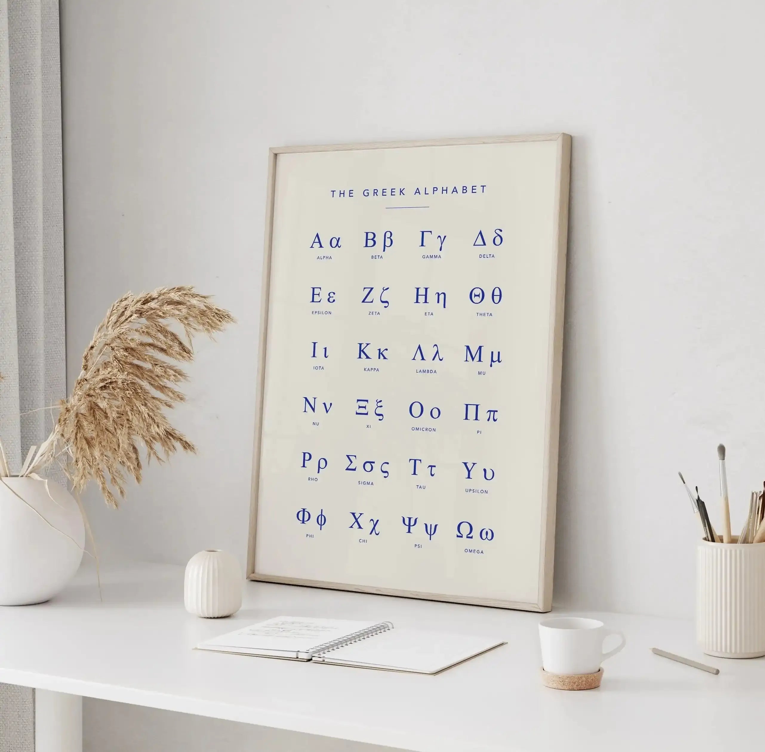 Greek Alphabet Art Print-Shop Greece Wall Art Prints Online with Olive et Oriel - Our collection of Greek Islands art prints offer unique wall art including blue domes of Santorini in Oia, mediterranean sea prints and incredible posters from Milos and other Greece landscape photography - this collection will add mediterranean blue to your home, perfect for updating the walls in coastal, beach house style. There is Greece art on canvas and extra large wall art with fast, free shipping across Aust