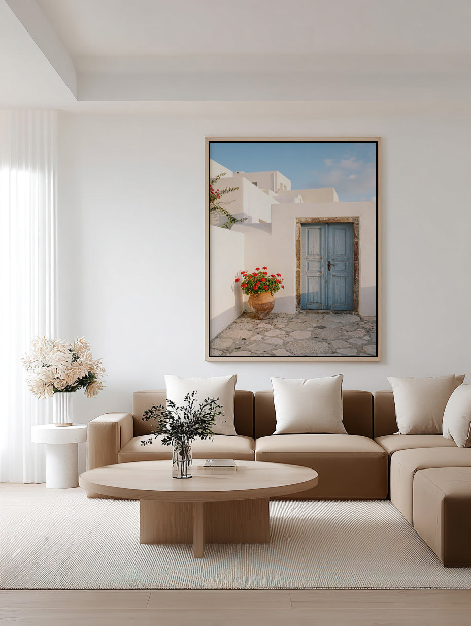 Greek Island Doorway | Framed Canvas Art Print