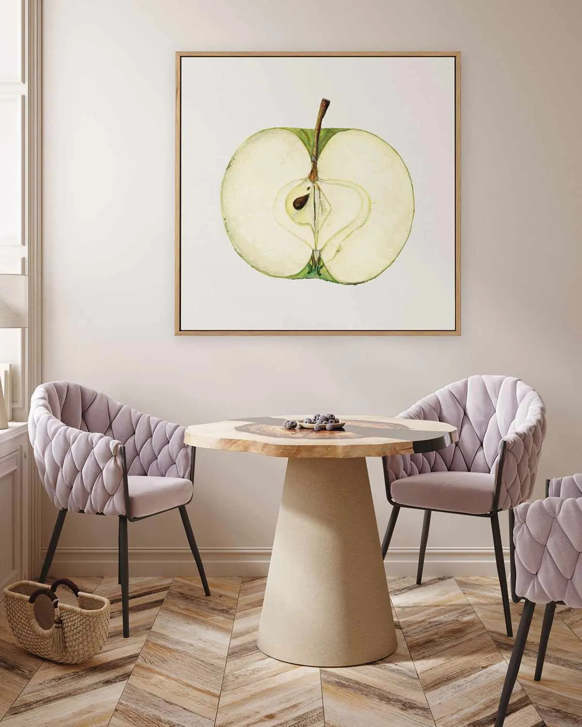 Green Apple Half Vintage Poster | Framed Canvas Art Print from Olive et Oriel where you can shop wallpaper and artworks online
