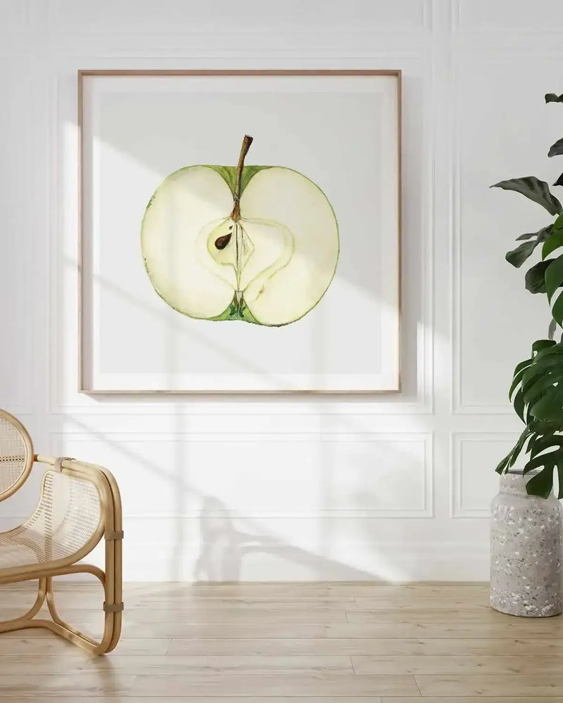 Green Apple Half Vintage Poster Art Print from Olive et Oriel where you can shop wallpaper and artworks online