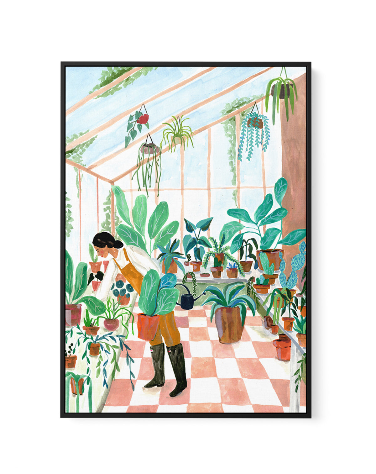 Green House by Laura Page | Framed Canvas Art Print