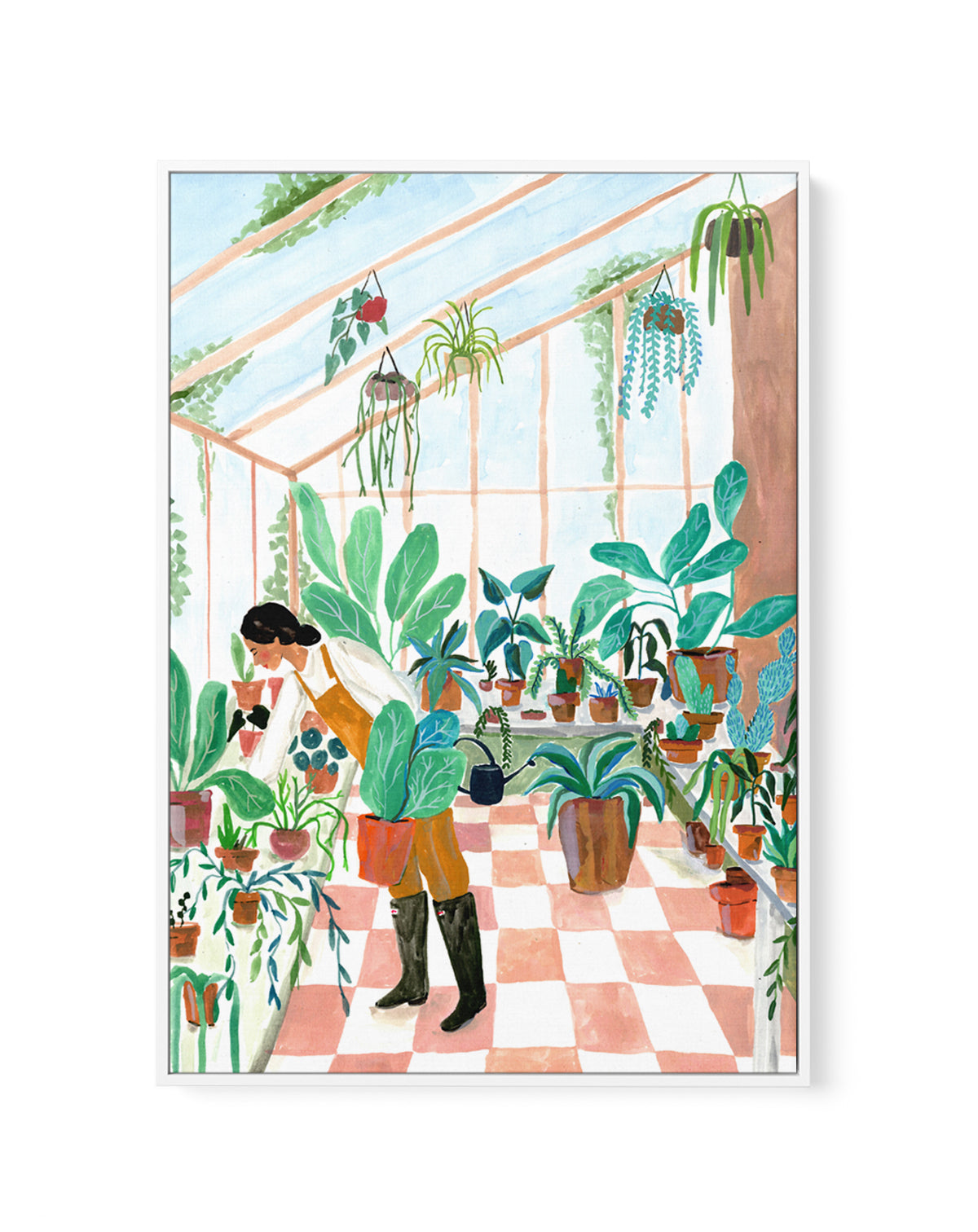Green House by Laura Page | Framed Canvas Art Print