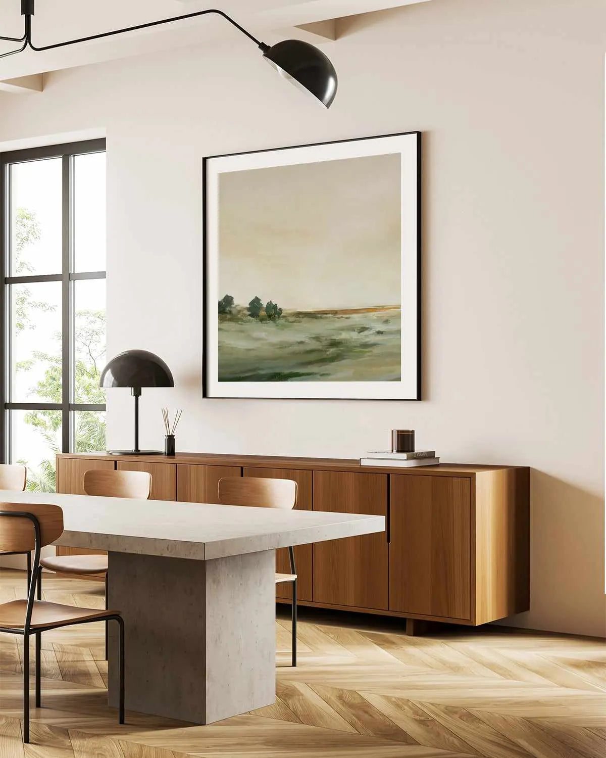 Green Meadow Left SQ Art Print from Olive et Oriel where you can shop wallpaper and artworks online