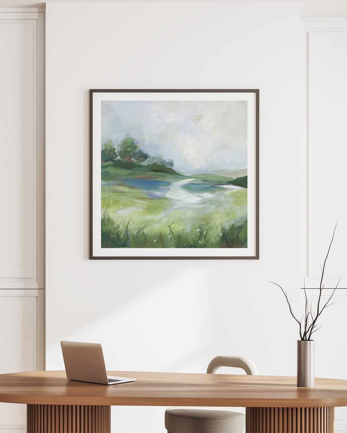 Green Mirage Road Art Print