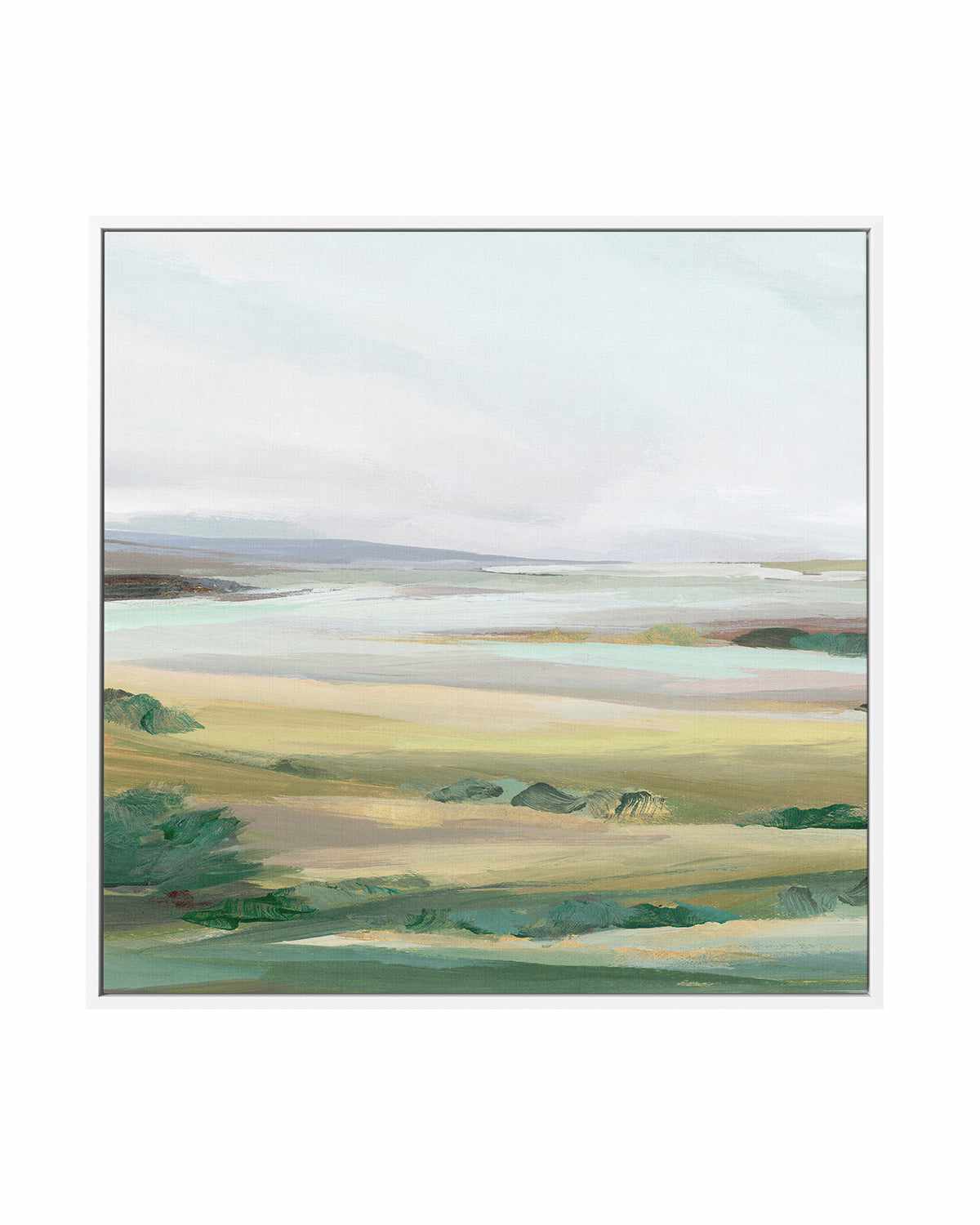 Green Pastures II Left SQ | Framed Canvas Art Print