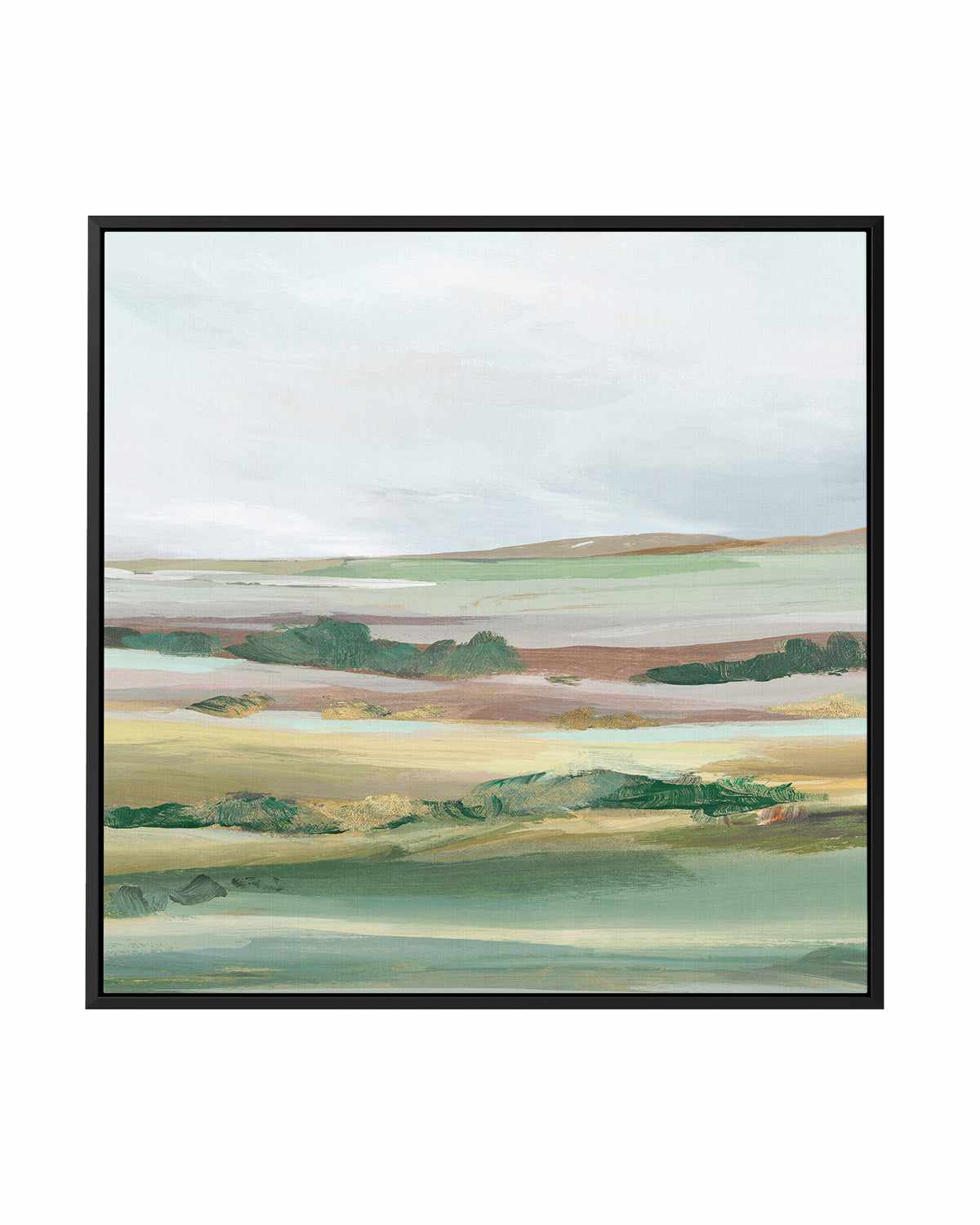 Green Pastures II Right SQ | Framed Canvas Art Print