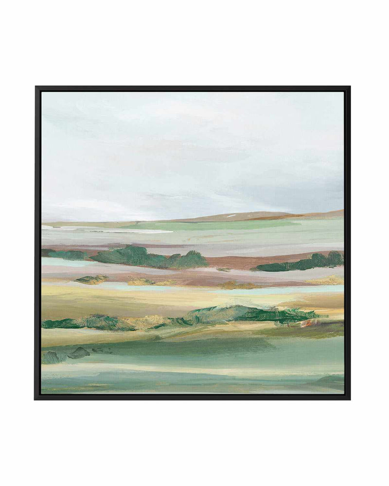 Green Pastures II Right SQ | Framed Canvas Art Print