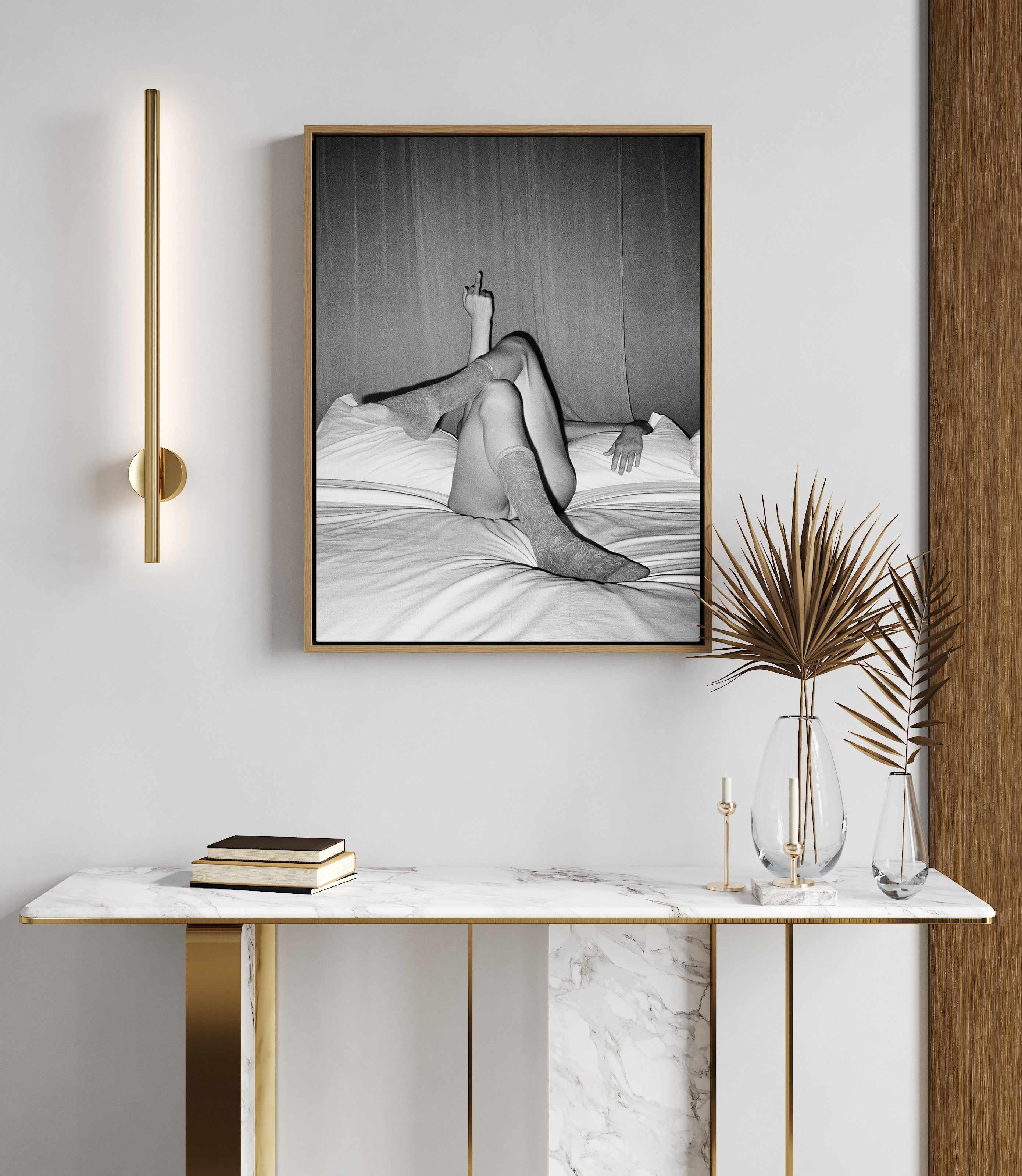 Green Room II B&W by Amy Hallam | Framed Canvas Art Print