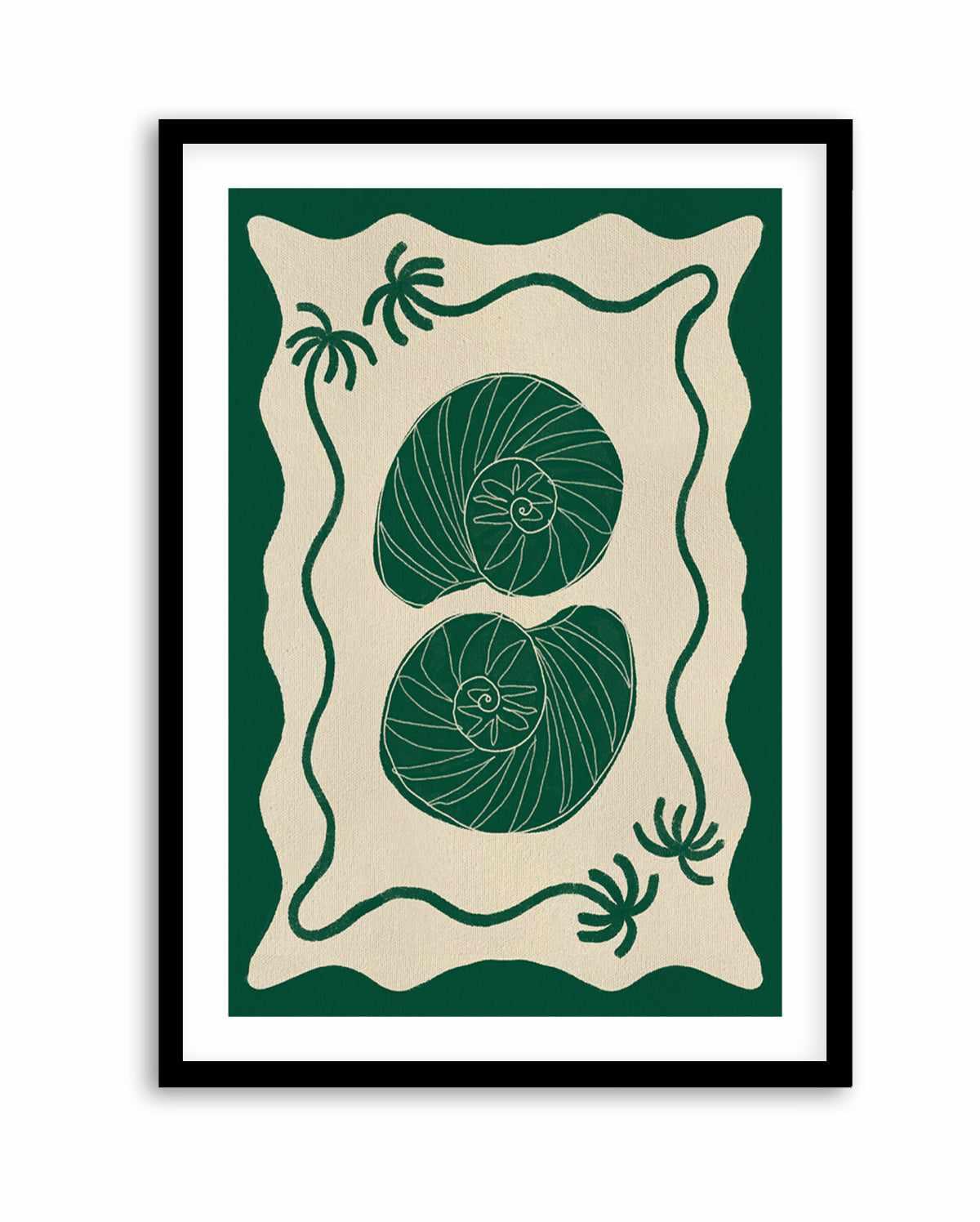 Green Seashell Stories by Shatha Al Dafai | Art Print from Olive et Oriel where you can shop wallpaper and artworks online