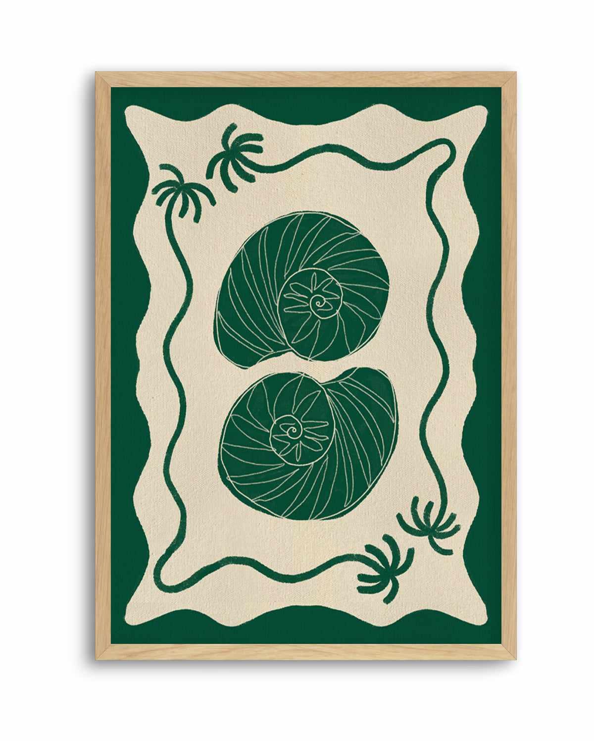 Green Seashell Stories by Shatha Al Dafai | Art Print from Olive et Oriel where you can shop wallpaper and artworks online