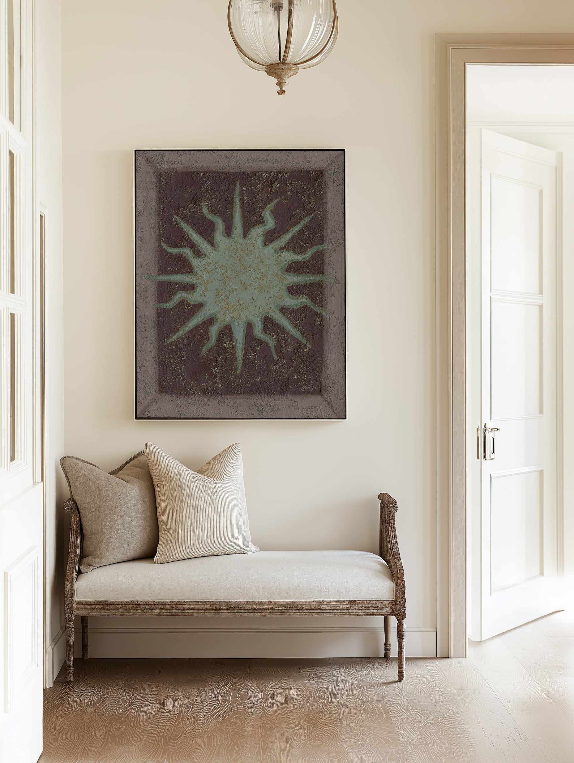 Green Sun | Framed Canvas Art Print