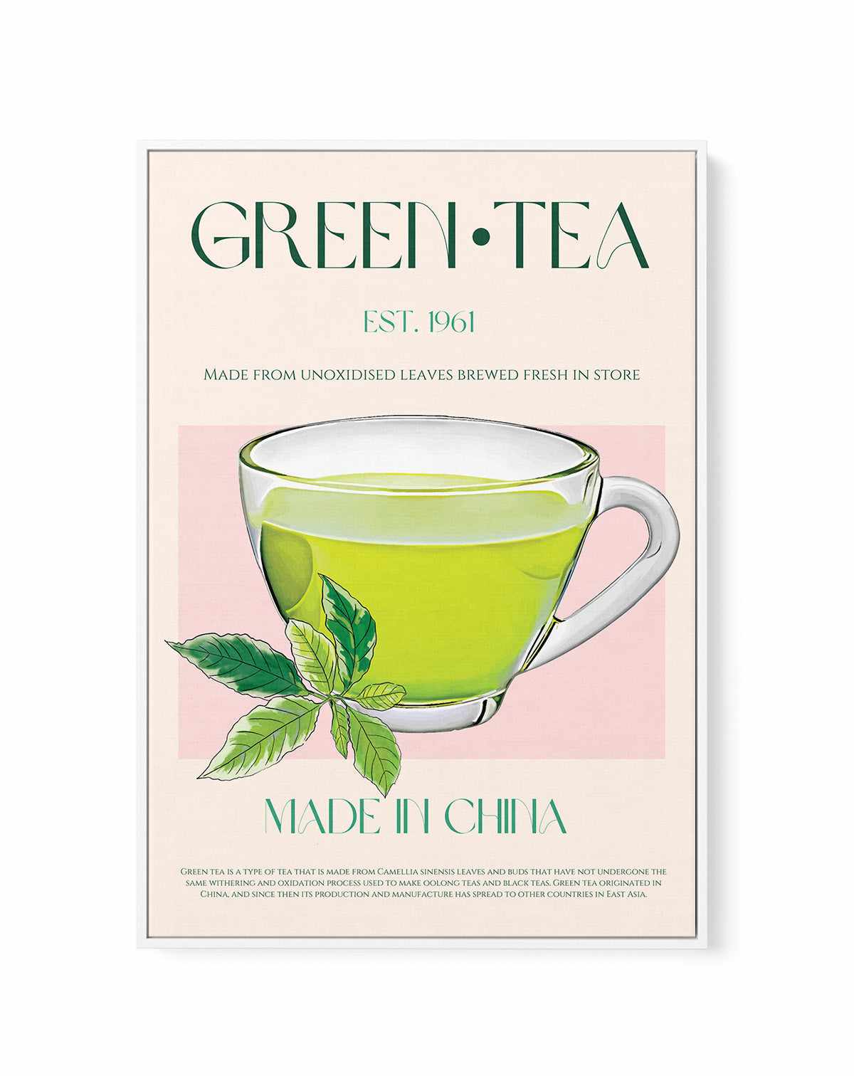 Green Tea By Nazma Khokbar | Framed Canvas Art Print