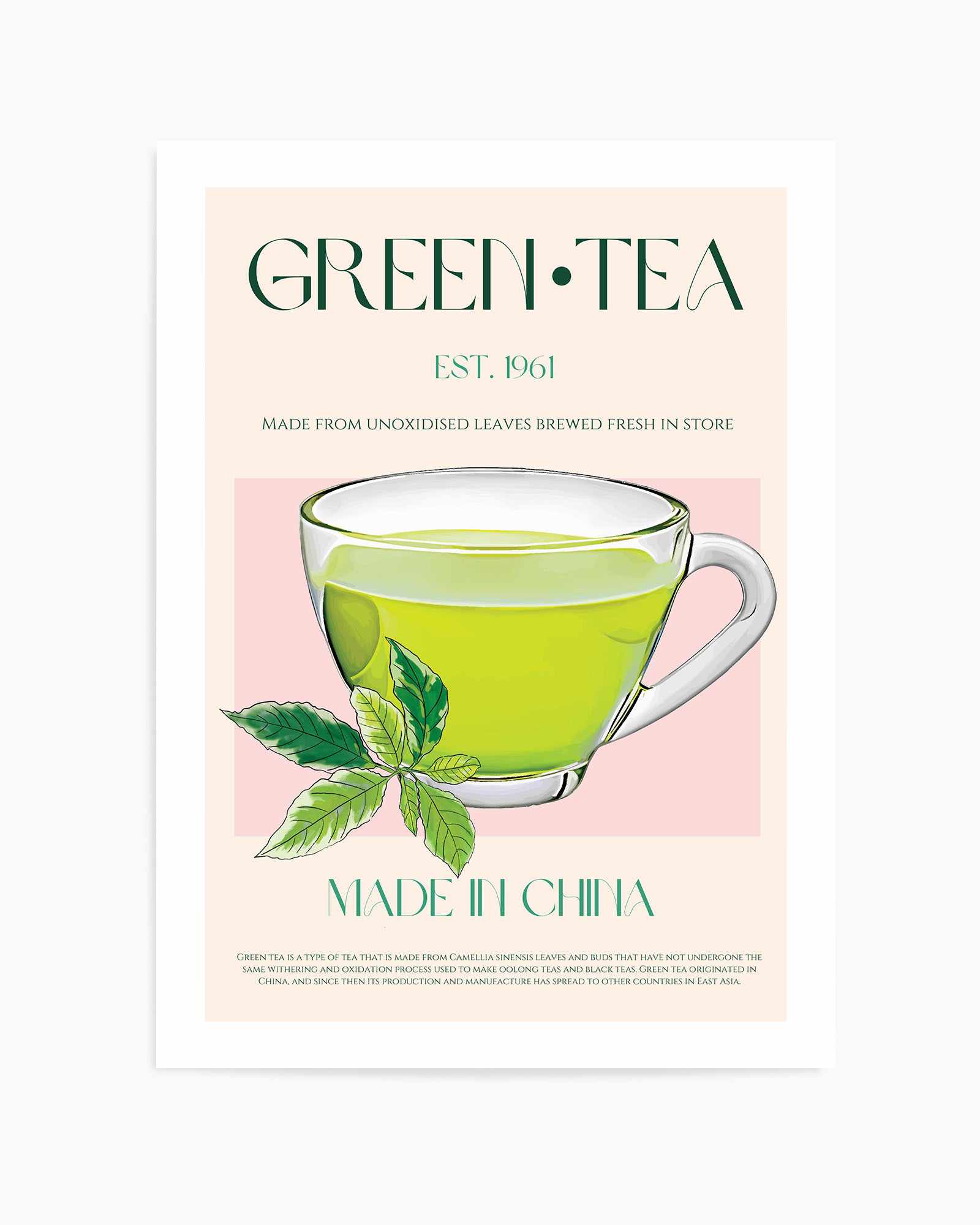 Green Tea By Nazma Khokbar | Art Print from Olive et Oriel where you can shop wallpaper and artworks online