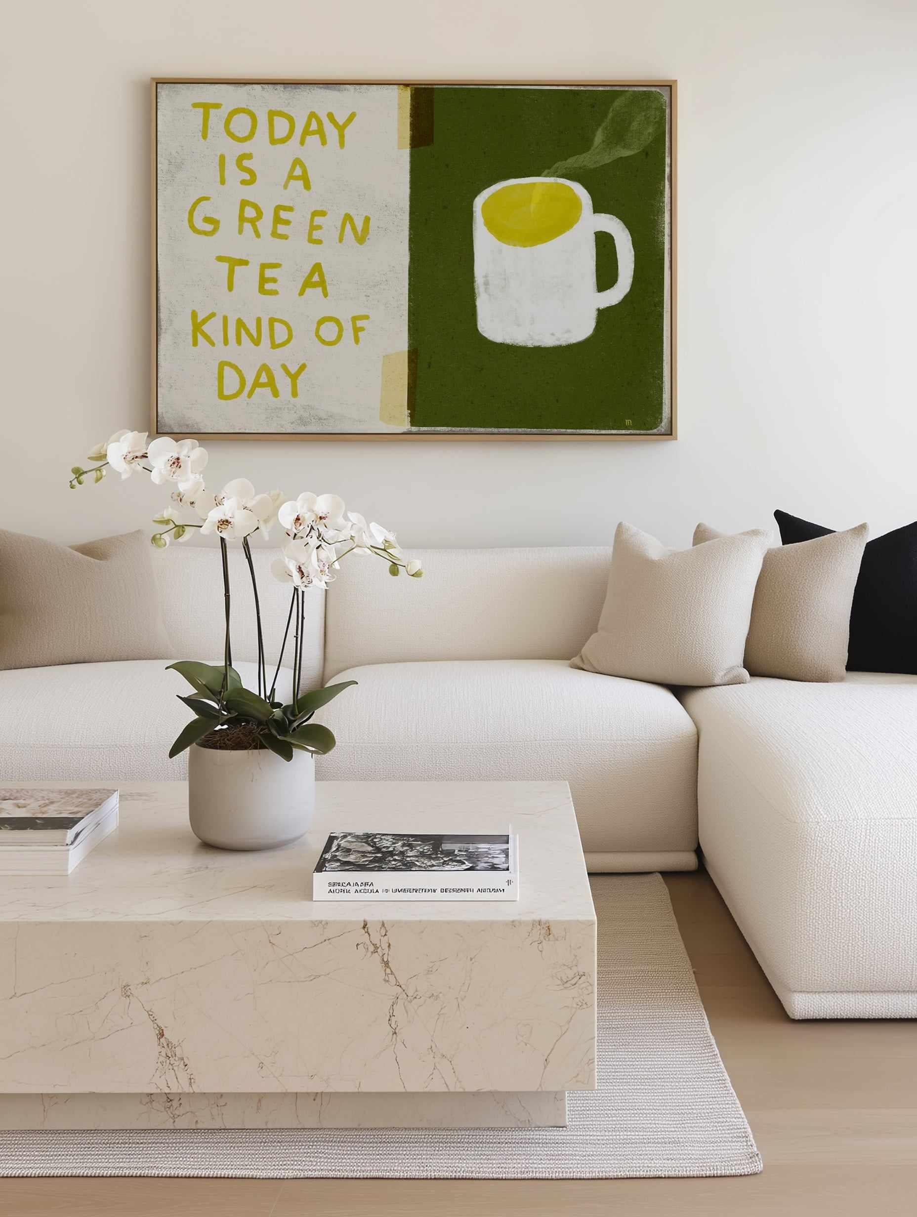 Green Tea Day by Marco Marella | Framed Canvas Art Print from Olive et Oriel where you can shop wallpaper and artworks online